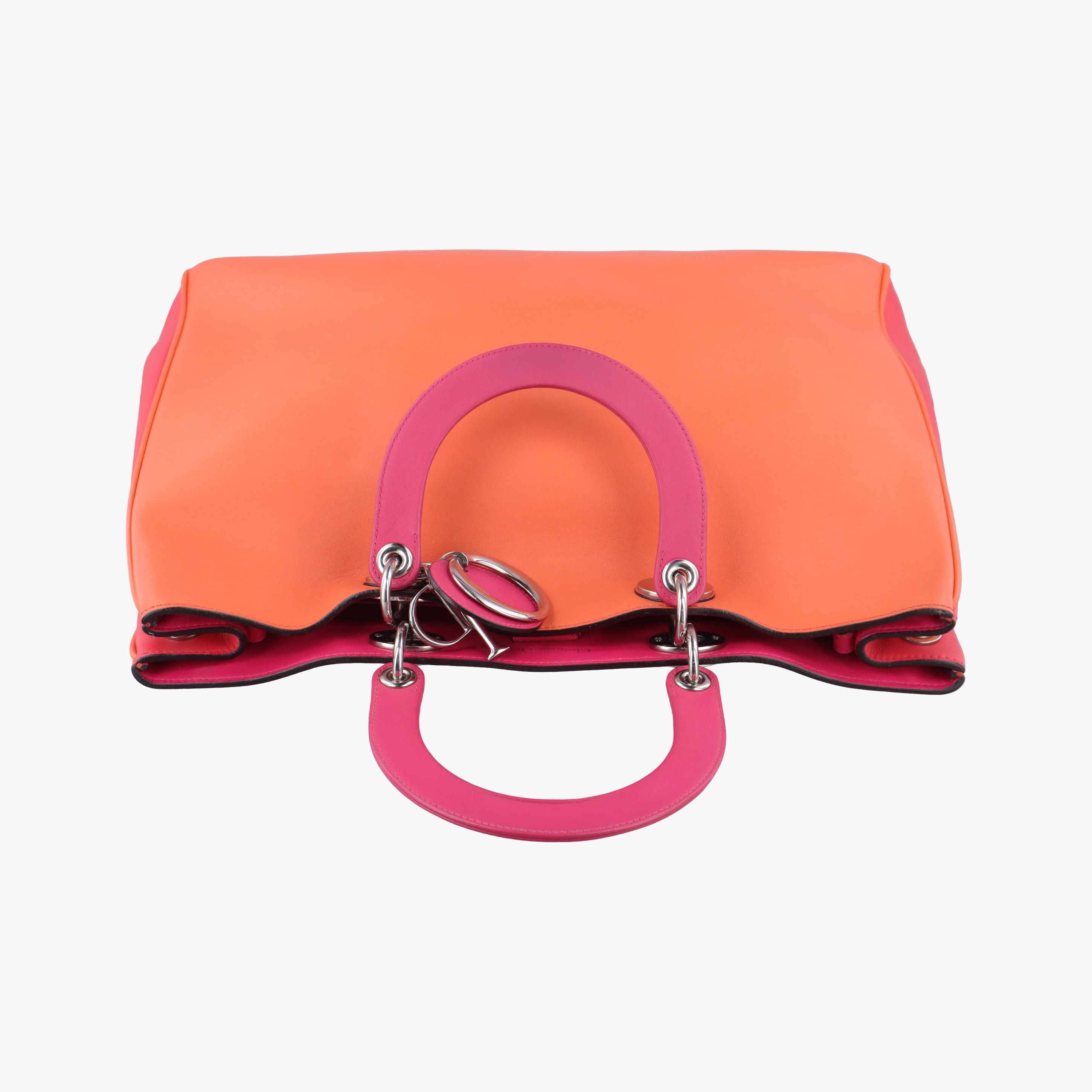 Pre-owned Christian Dior Diorissimo Orange×Pink Leather  shoulderbag | stylenewstar