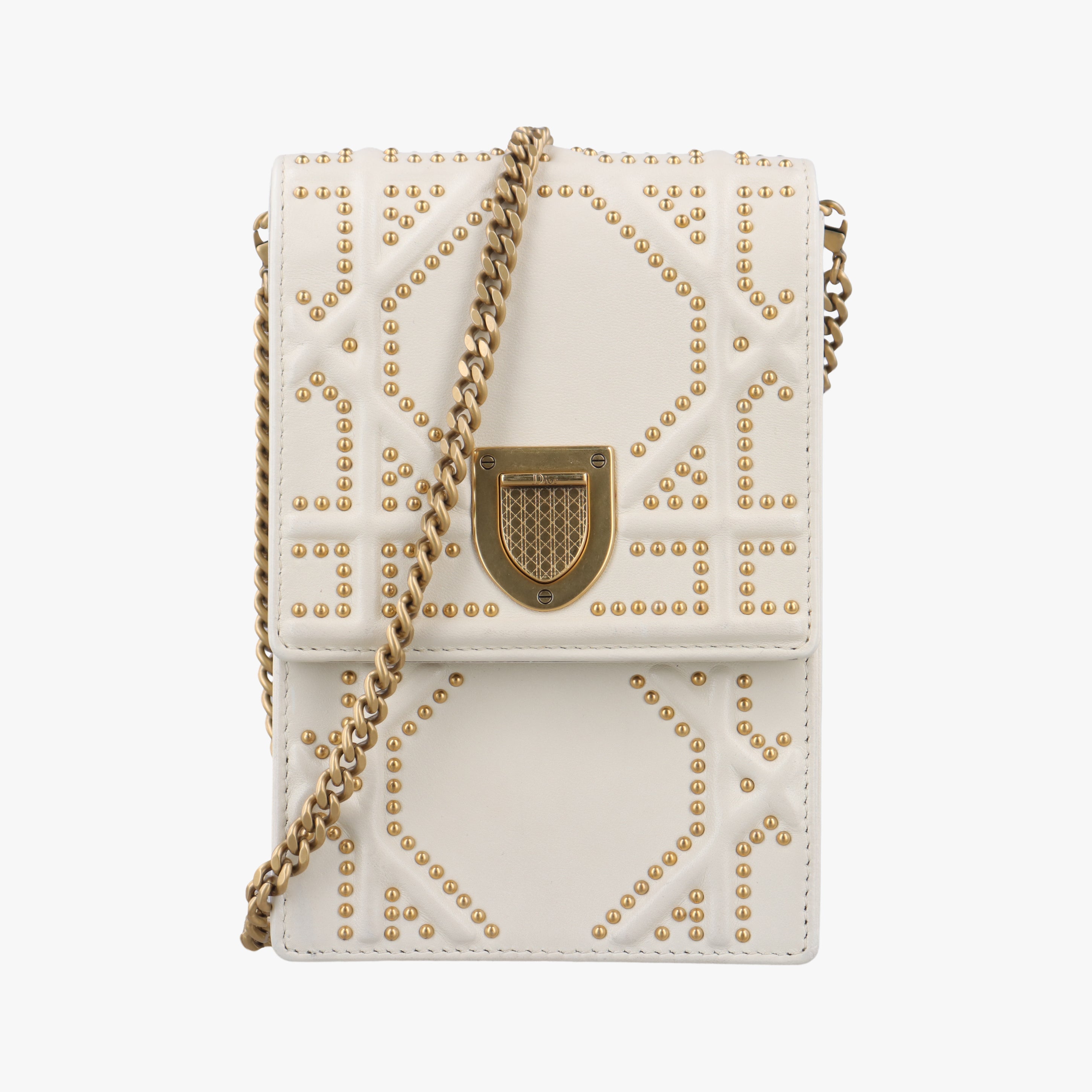 Pre-owned Christian Dior Diorama White Leather  shoulderbag | stylenewstar