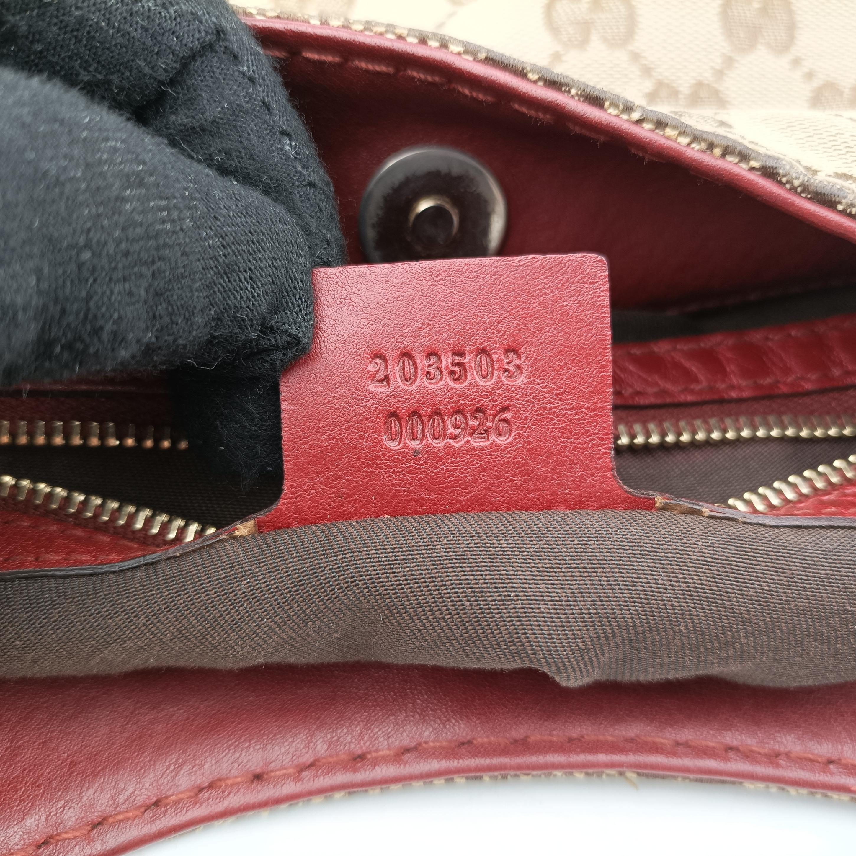 Pre-owned Gucci Charlotte Beige×Red canvas x leather 203503 shoulderbag | stylenewstar