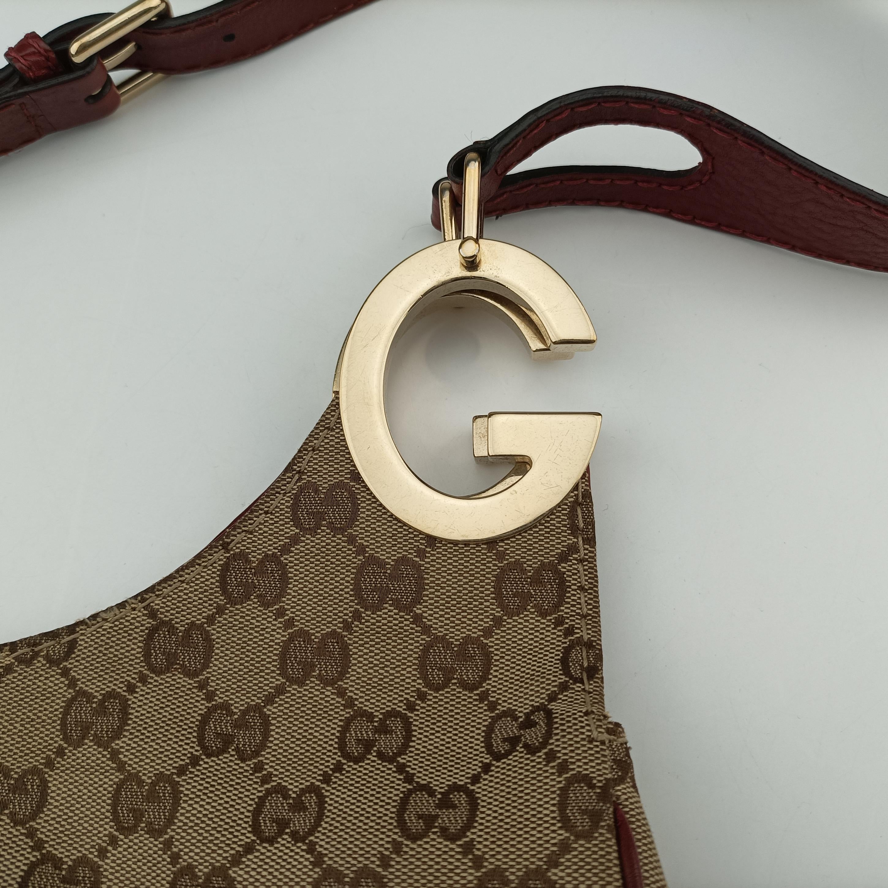 Pre-owned Gucci Charlotte Beige×Red canvas x leather 203503 shoulderbag | stylenewstar