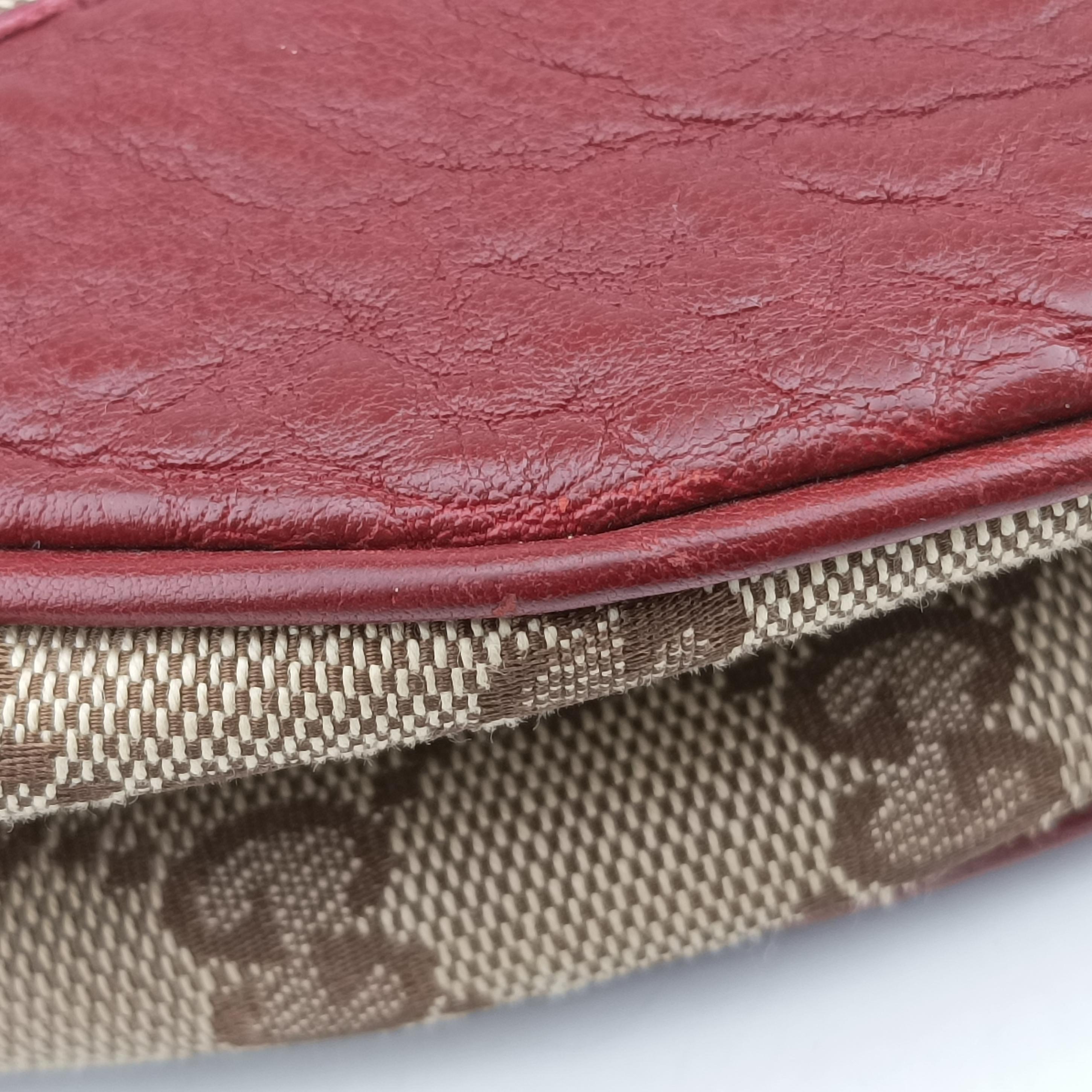 Pre-owned Gucci Charlotte Beige×Red canvas x leather 203503 shoulderbag | stylenewstar