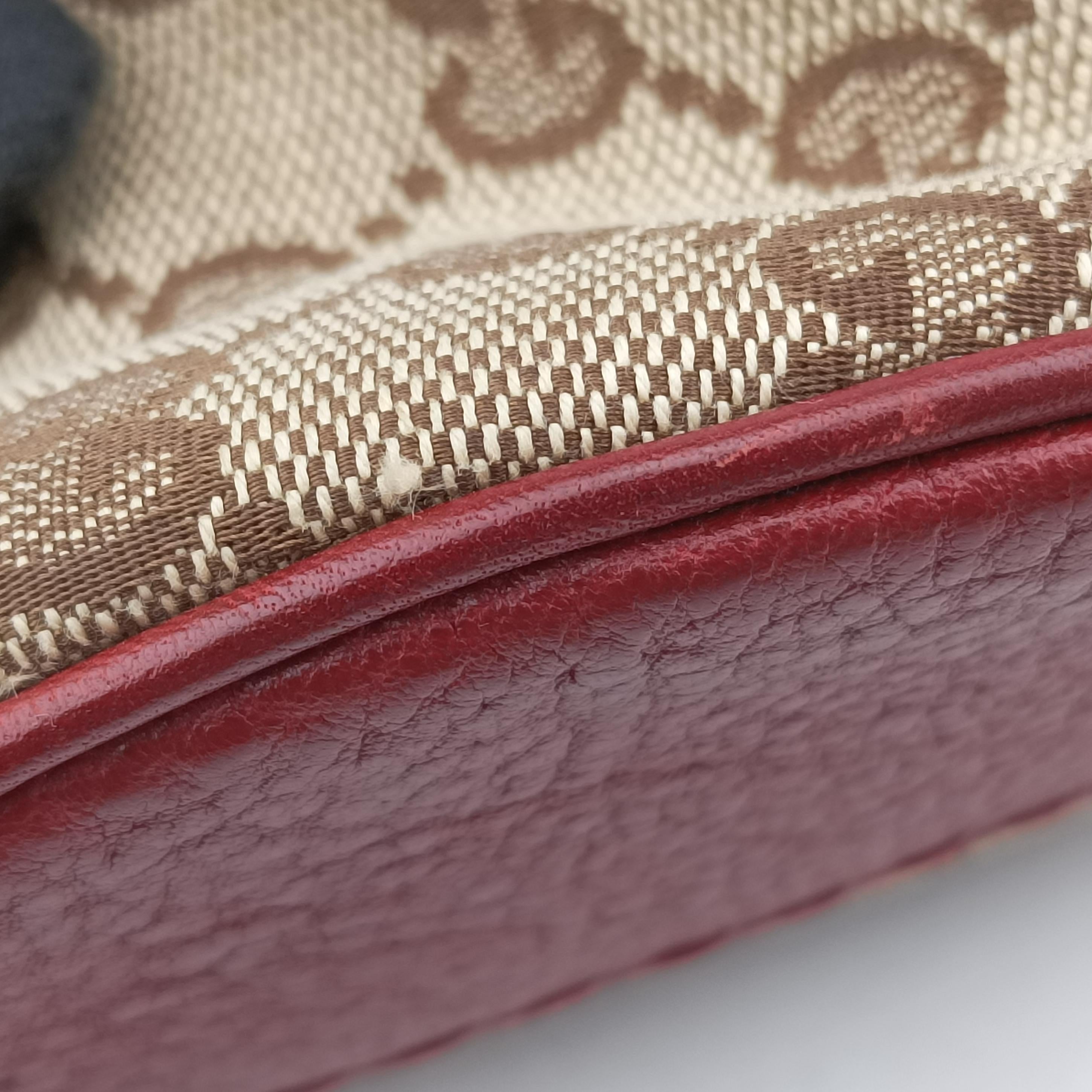 Pre-owned Gucci Charlotte Beige×Red canvas x leather 203503 shoulderbag | stylenewstar