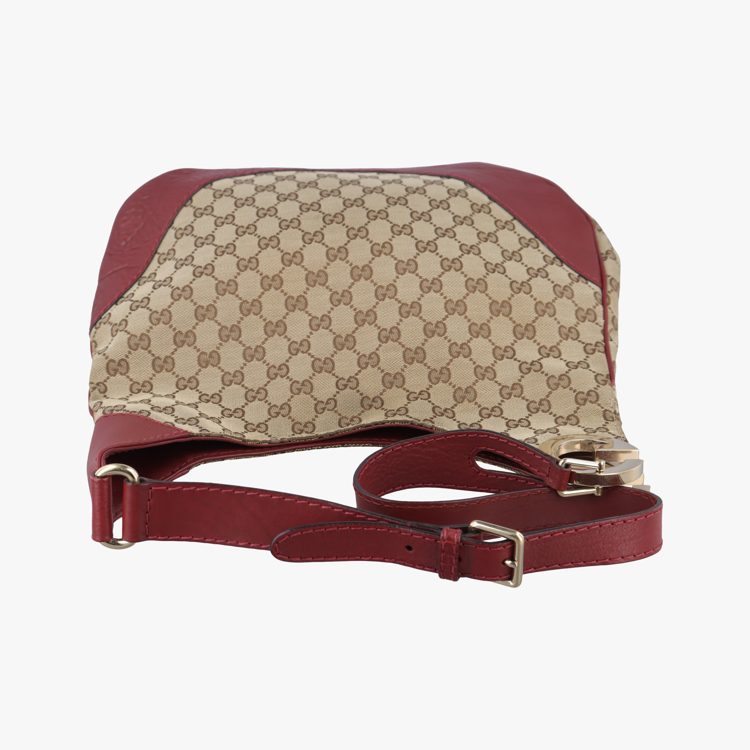 Pre-owned Gucci Charlotte Beige×Red canvas x leather 203503 shoulderbag | stylenewstar