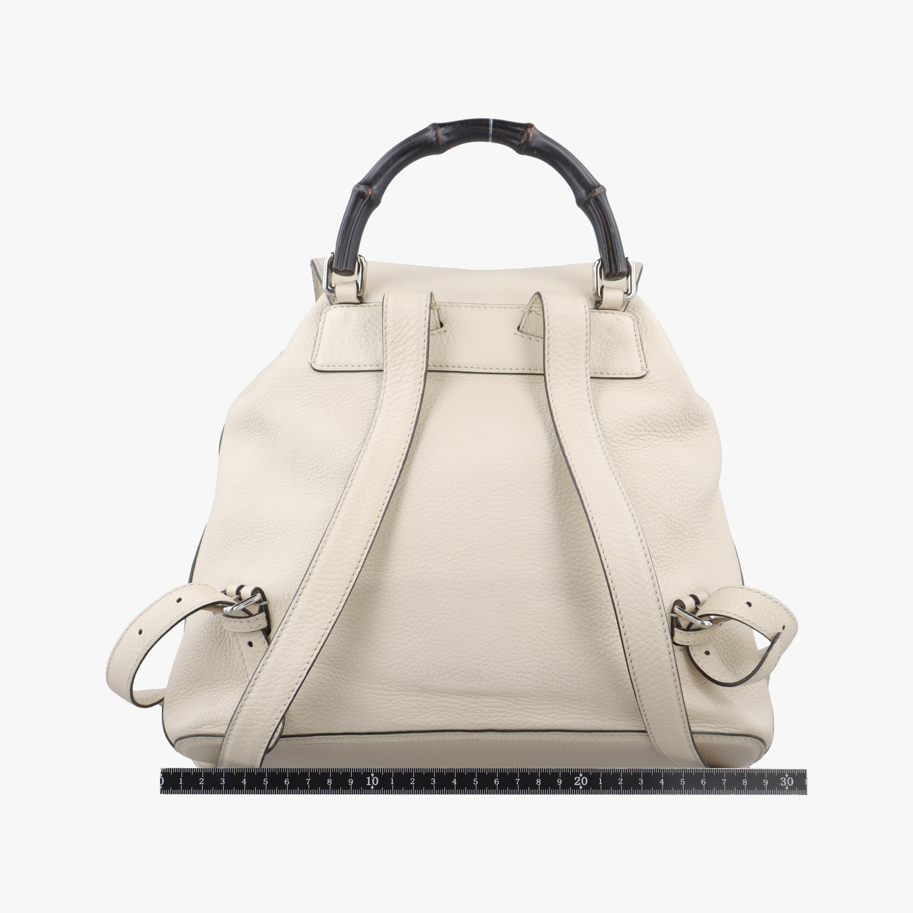 Pre-owned Gucci Bamboo fringe tassel White Leather 370833 backpack/rucksack | stylenewstar