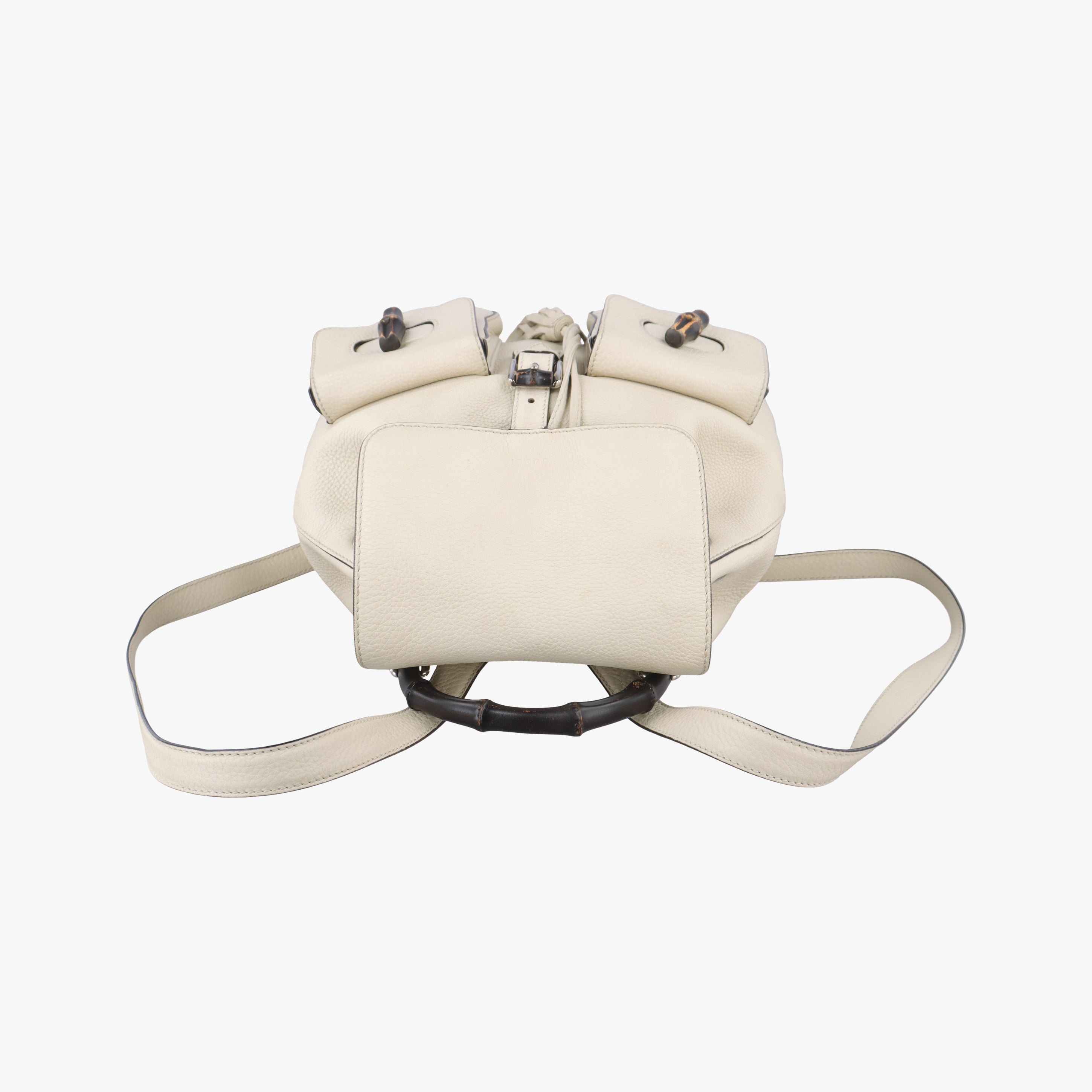 Pre-owned Gucci Bamboo fringe tassel White Leather 370833 backpack/rucksack | stylenewstar