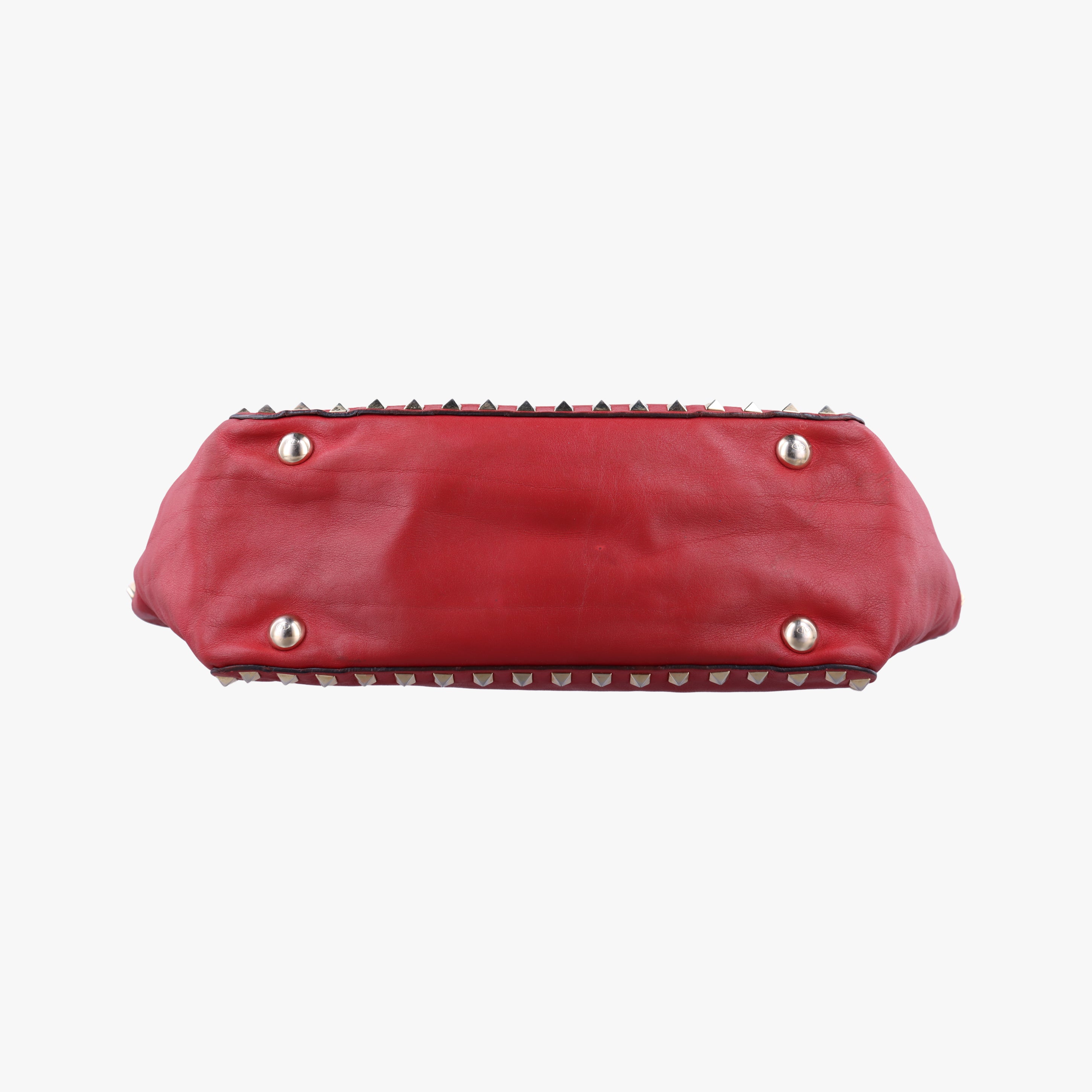Pre-owned Valentino Rockstud Red Leather  shoulderbag | stylenewstar