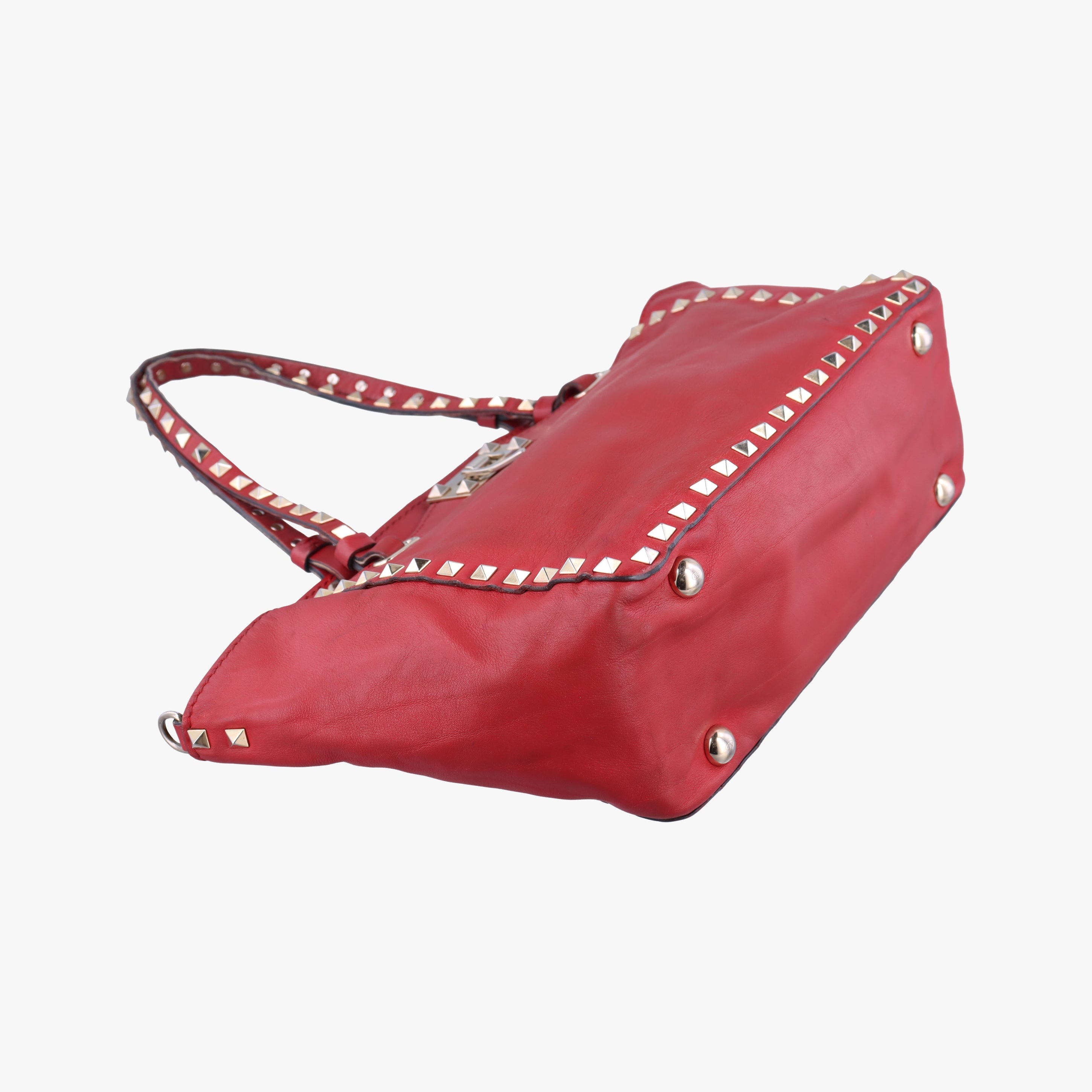Pre-owned Valentino Rockstud Red Leather  shoulderbag | stylenewstar