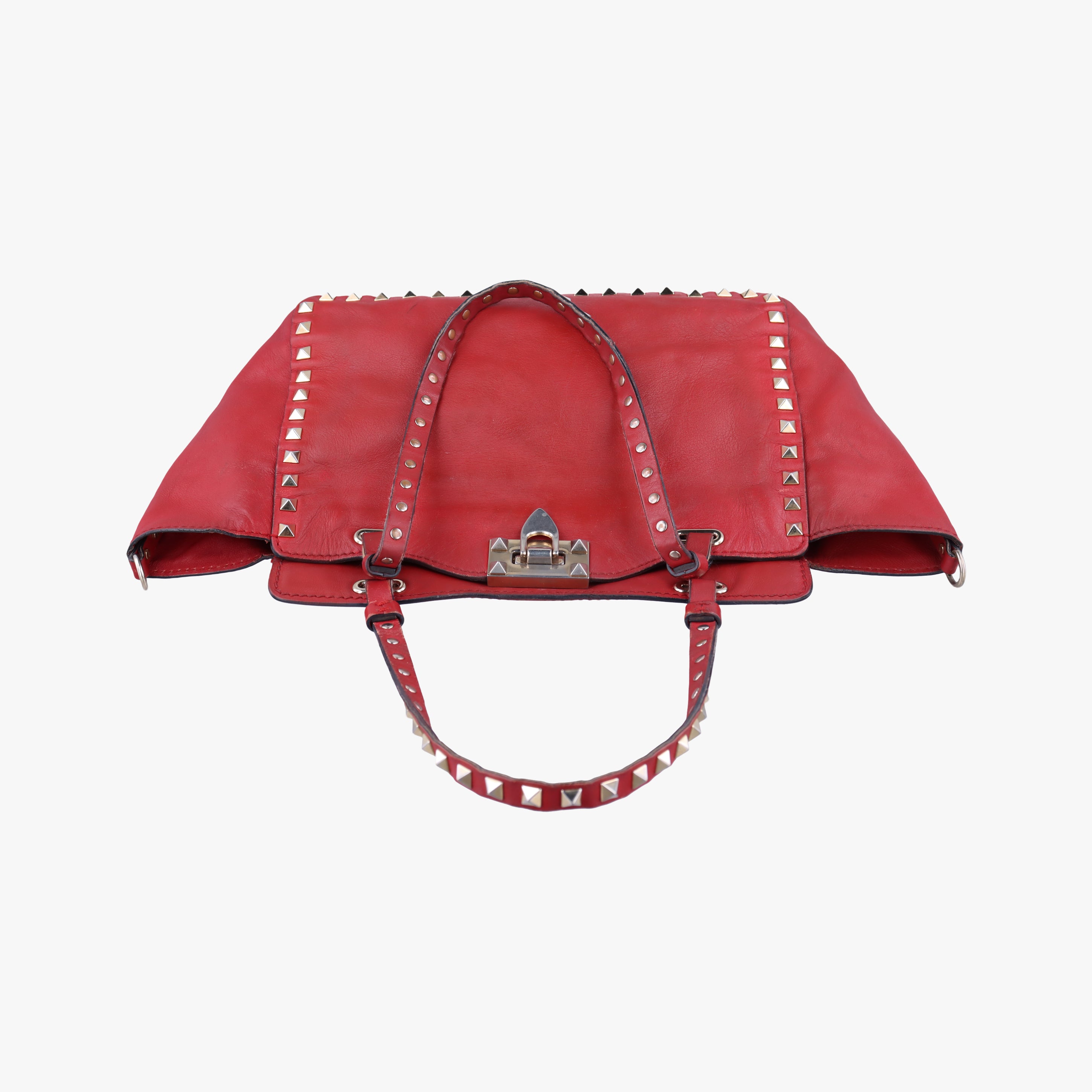 Pre-owned Valentino Rockstud Red Leather  shoulderbag | stylenewstar