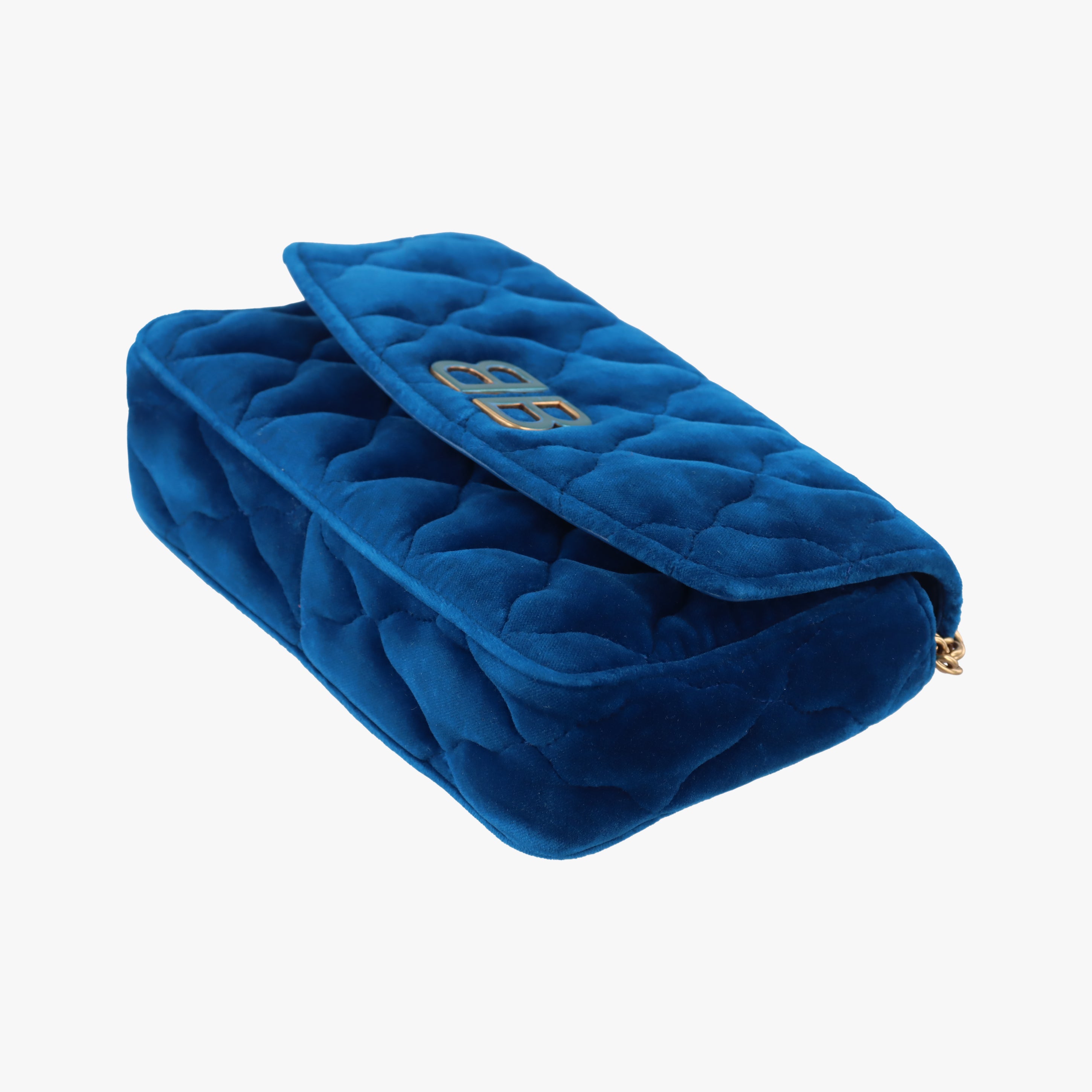 Pre-owned Balenciaga BB logo Navy Velour  shoulderbag | stylenewstar