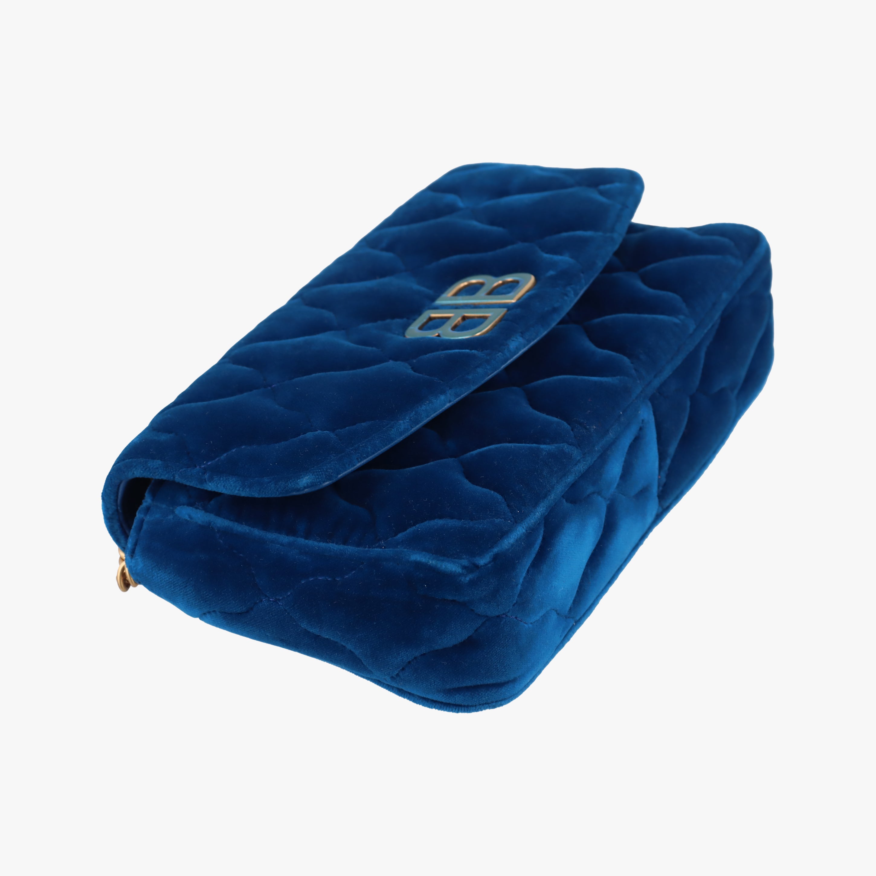 Pre-owned Balenciaga BB logo Navy Velour  shoulderbag | stylenewstar