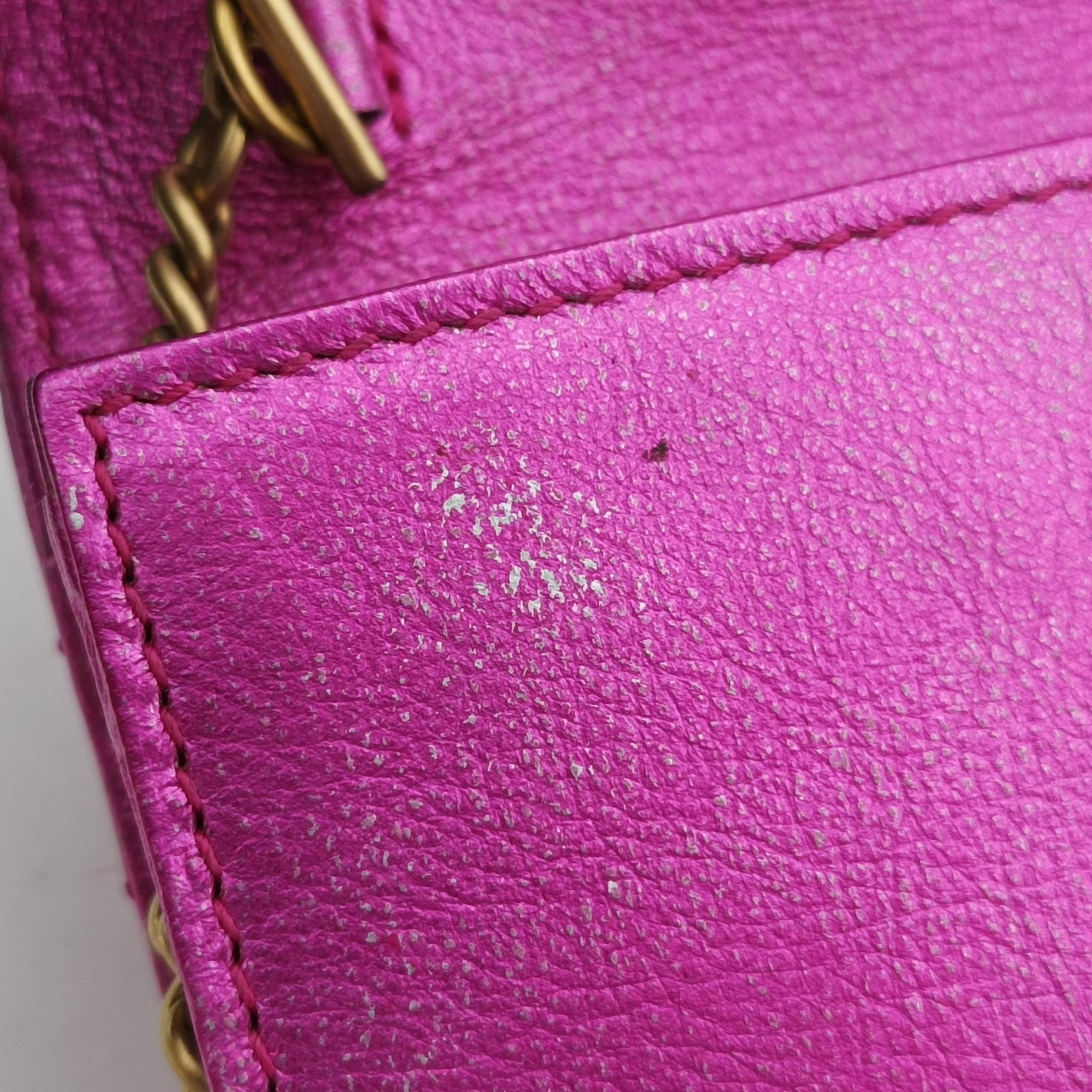 Pre-owned Gucci Pochette Heart crystal GG Marmont Pink Leather 549880 shoulderbag | stylenewstar