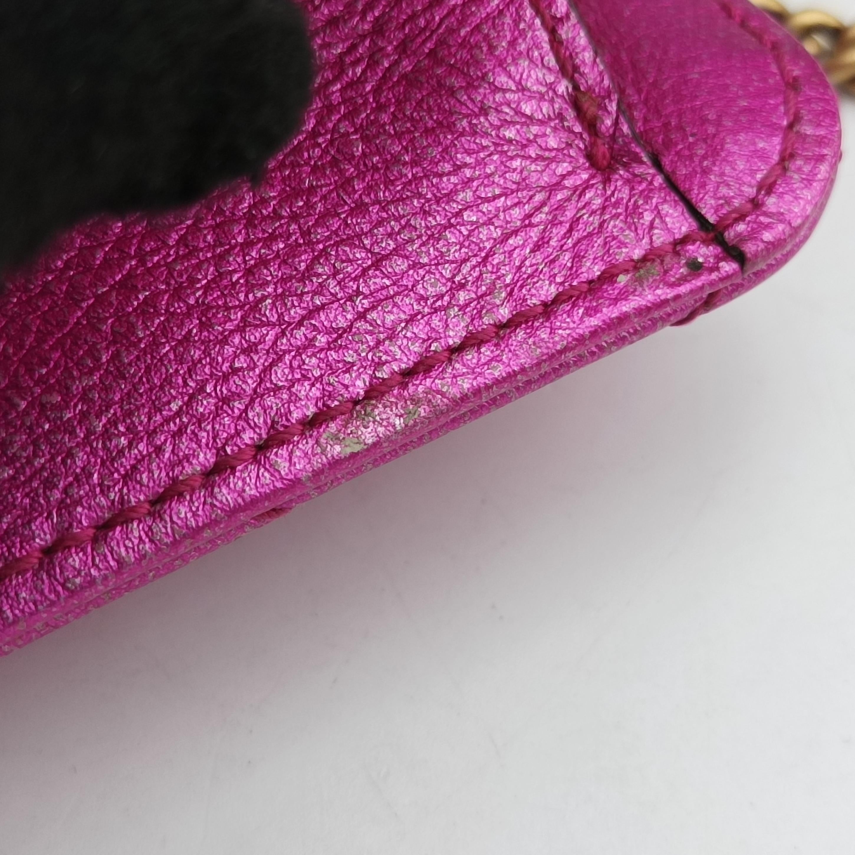 Pre-owned Gucci Pochette Heart crystal GG Marmont Pink Leather 549880 shoulderbag | stylenewstar