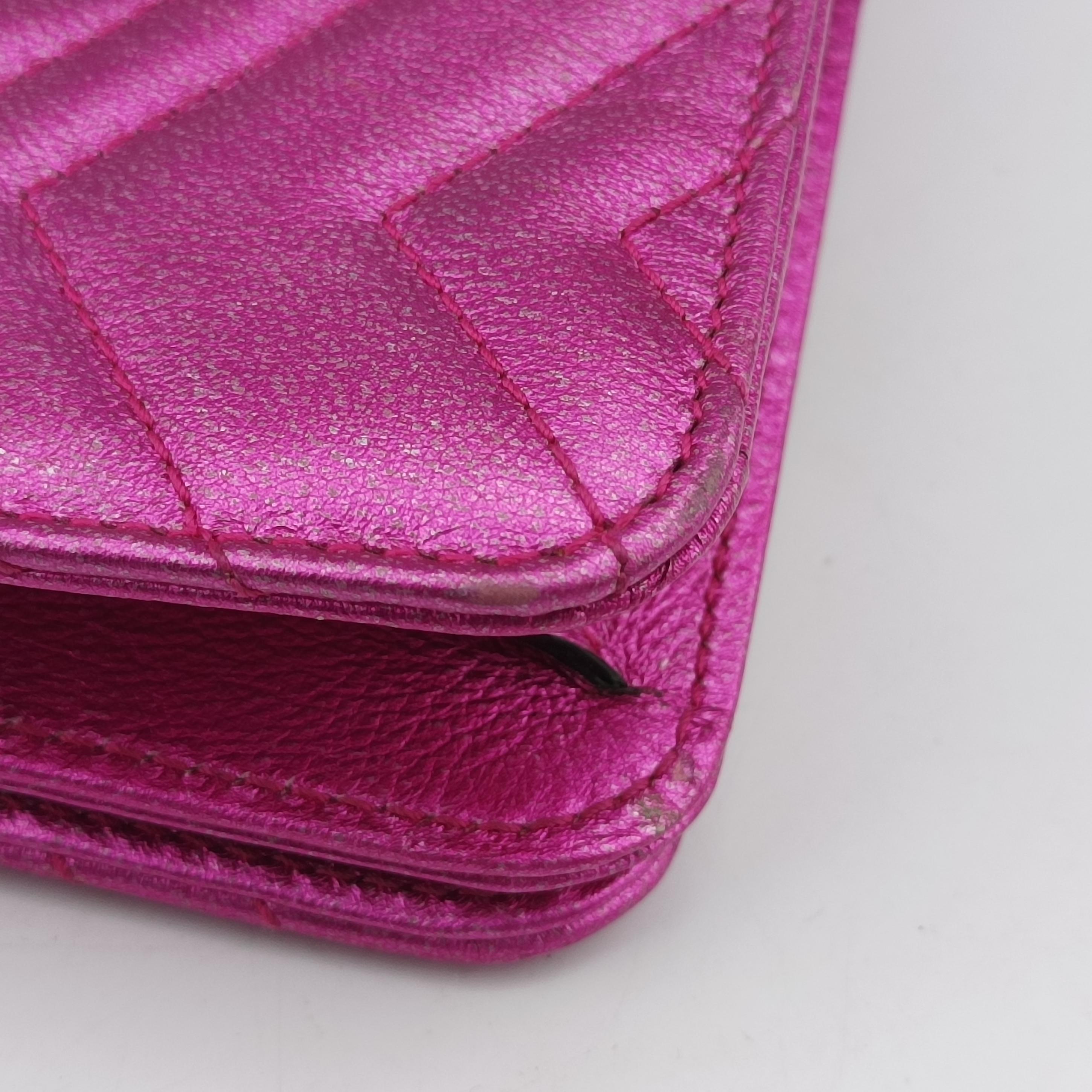 Pre-owned Gucci Pochette Heart crystal GG Marmont Pink Leather 549880 shoulderbag | stylenewstar