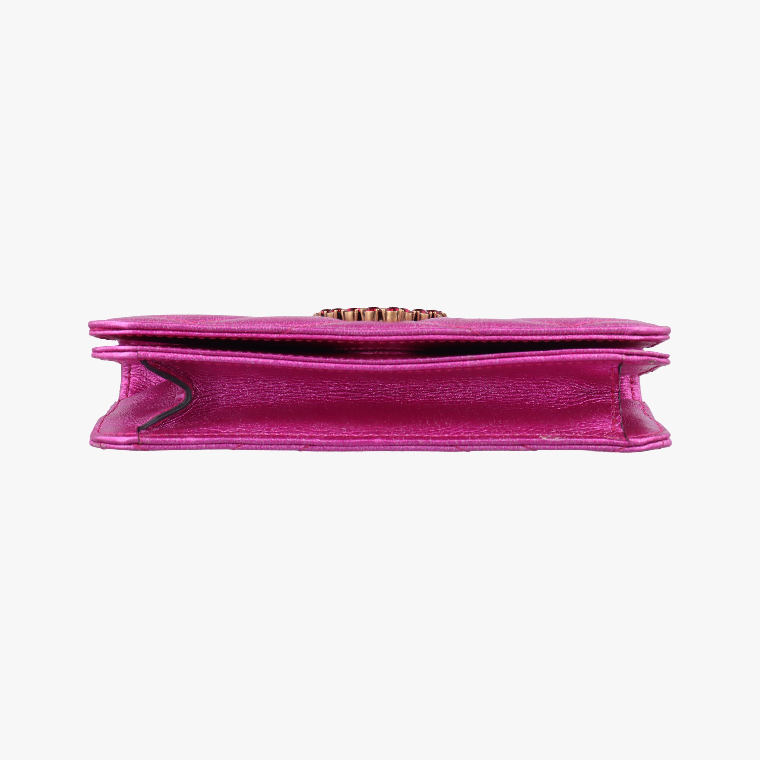 Pre-owned Gucci Pochette Heart crystal GG Marmont Pink Leather 549880 shoulderbag | stylenewstar