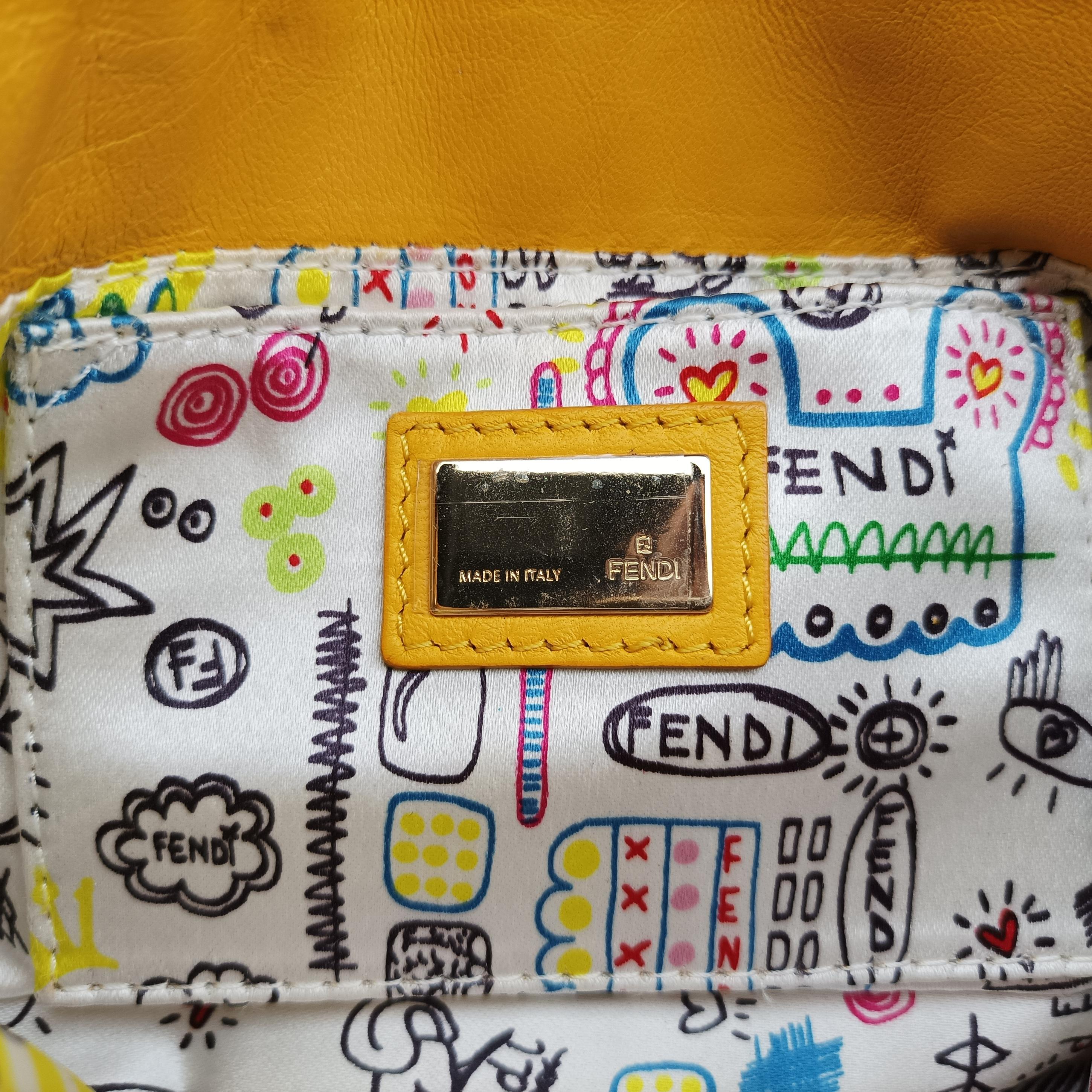 Pre-owned Fendi Mamma Baguette Yellow Leather 8BK060 shoulderbag | stylenewstar