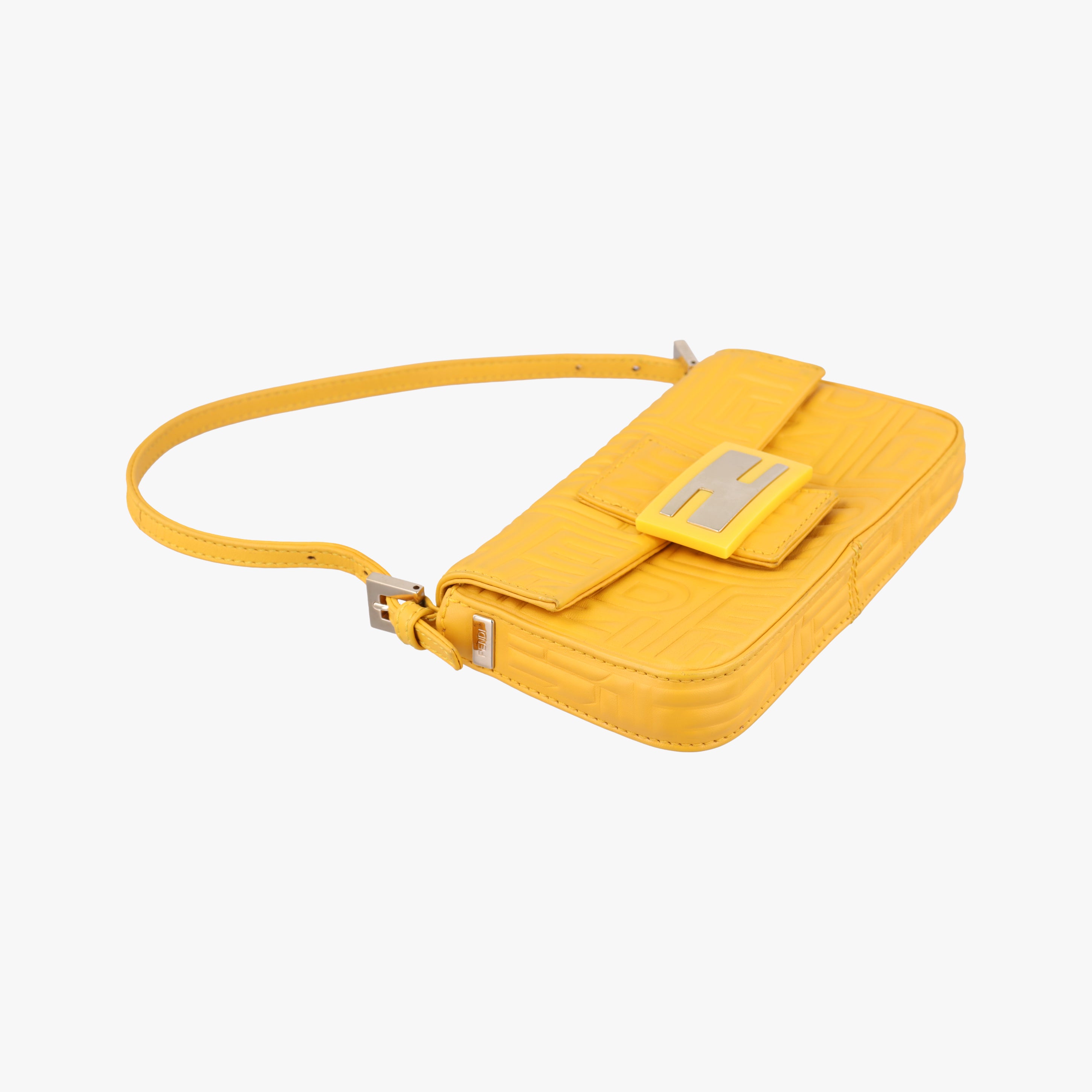 Pre-owned Fendi Mamma Baguette Yellow Leather 8BK060 shoulderbag | stylenewstar