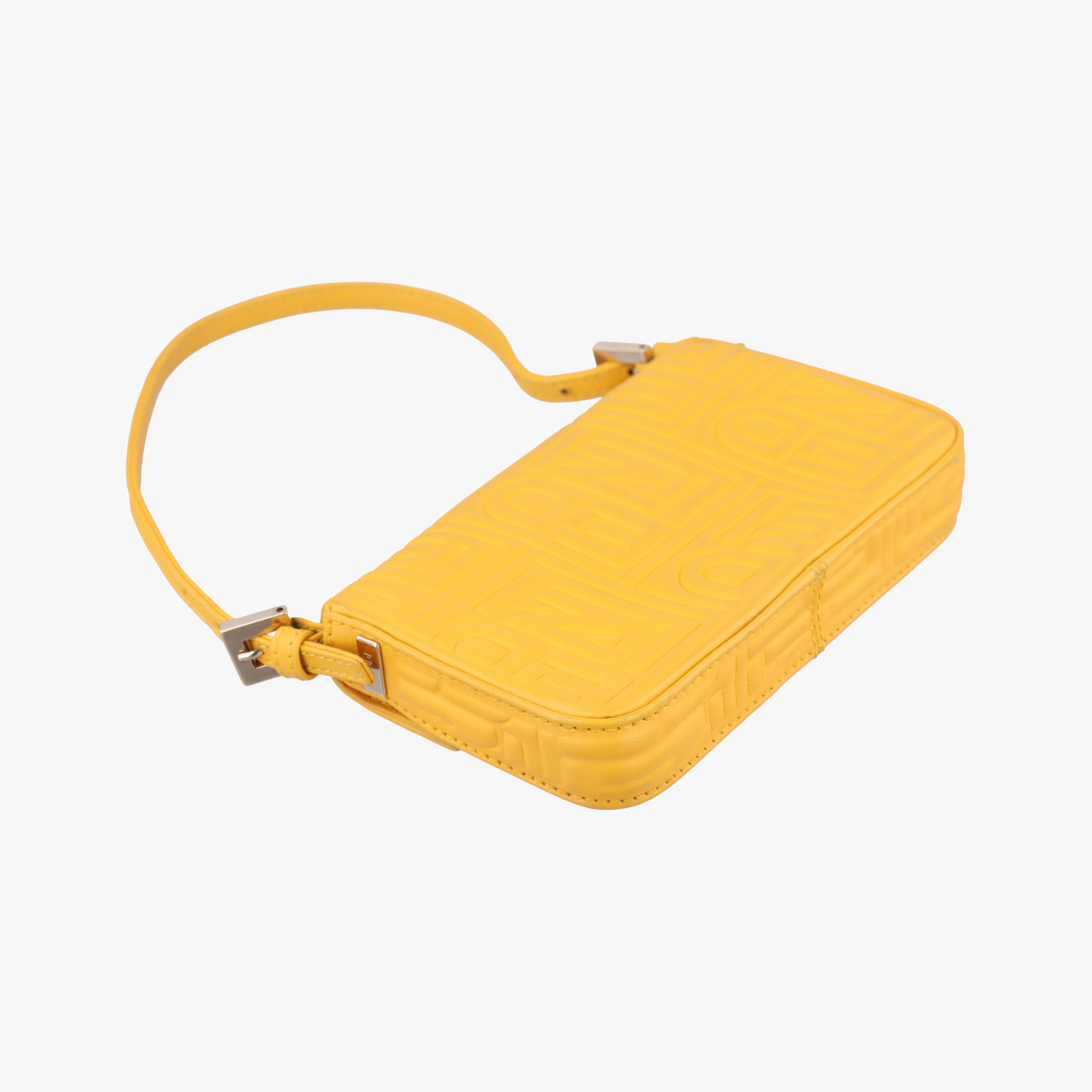 Pre-owned Fendi Mamma Baguette Yellow Leather 8BK060 shoulderbag | stylenewstar