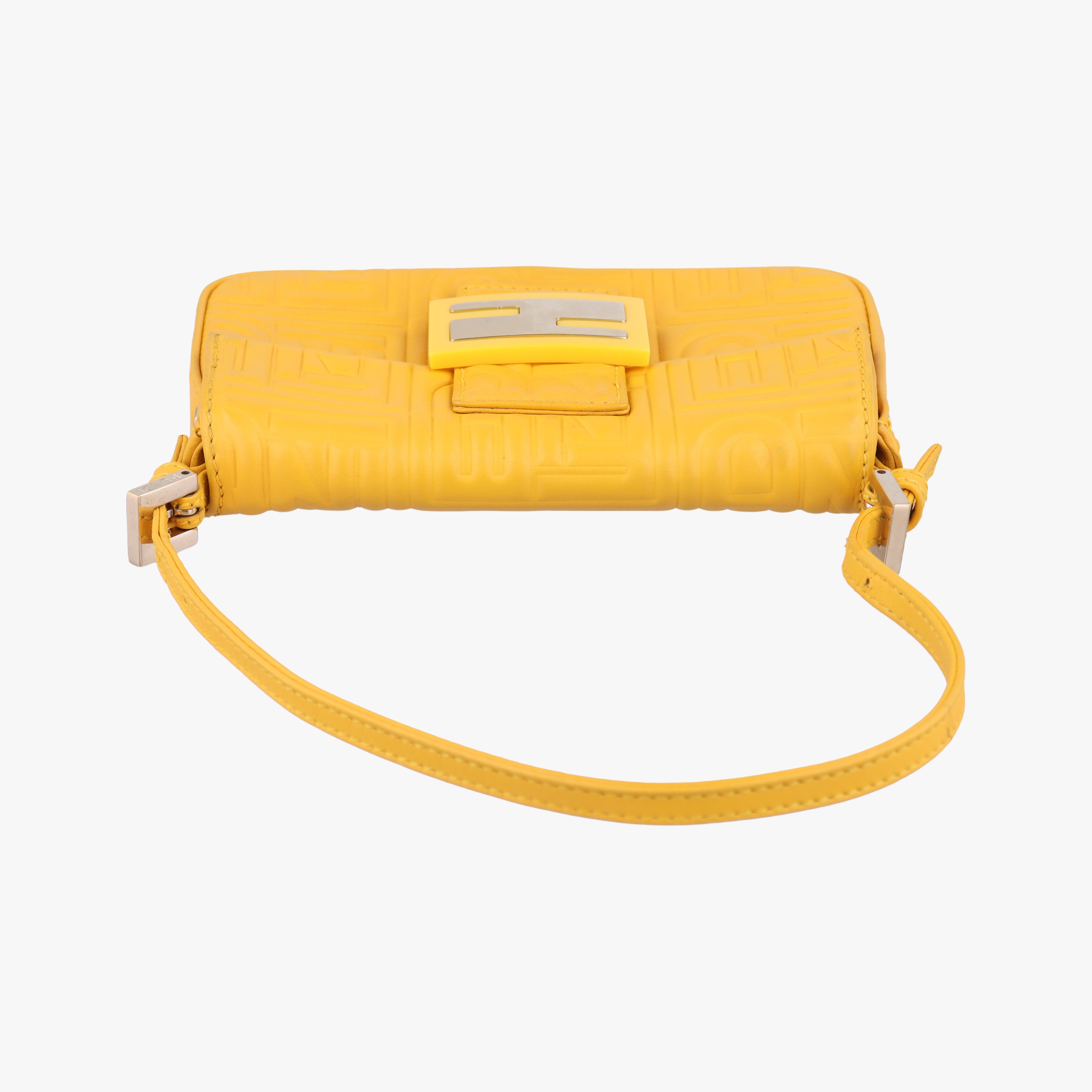 Pre-owned Fendi Mamma Baguette Yellow Leather 8BK060 shoulderbag | stylenewstar