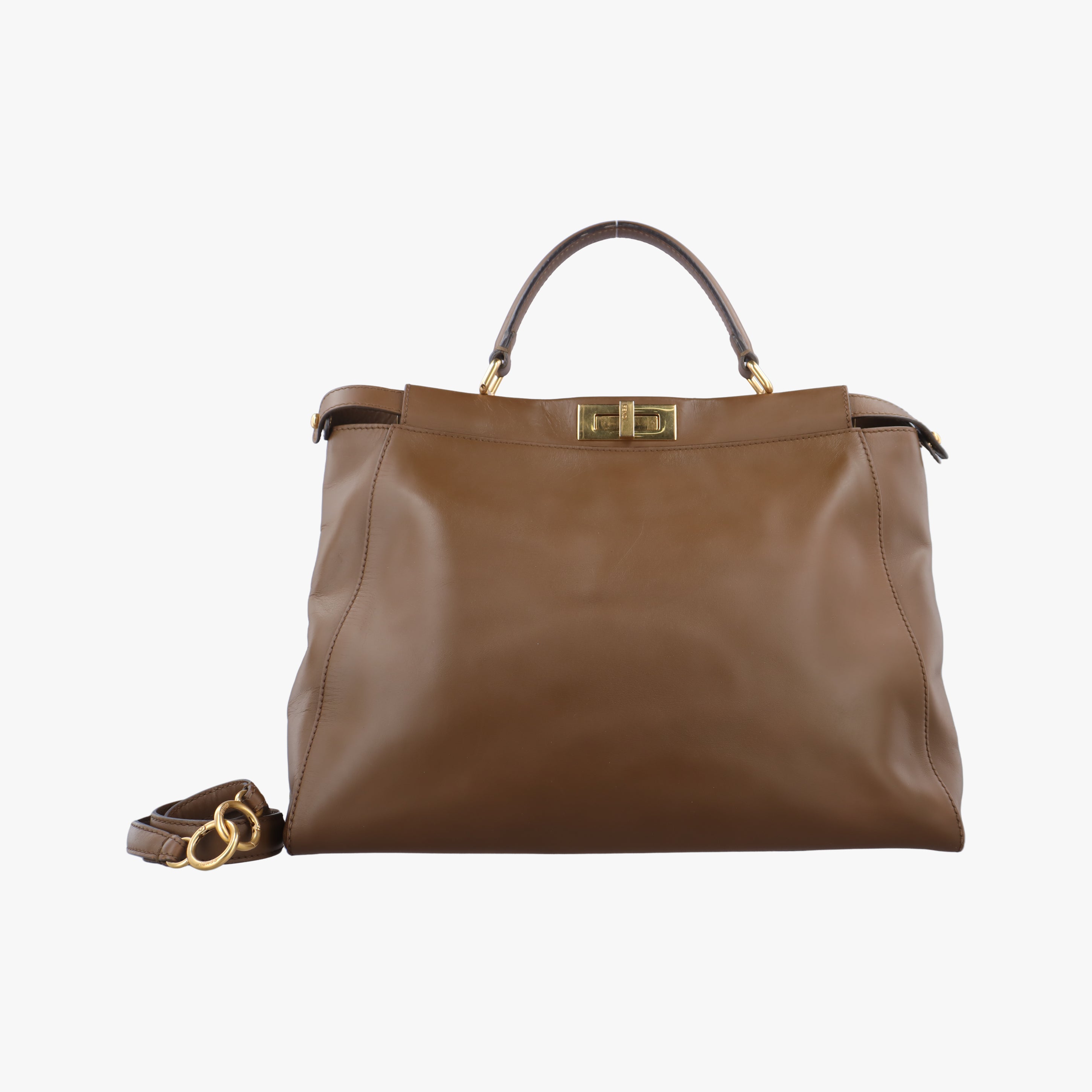 Pre-owned Fendi PEEKABOO Large Brown Leather 8BN210 shoulderbag | stylenewstar