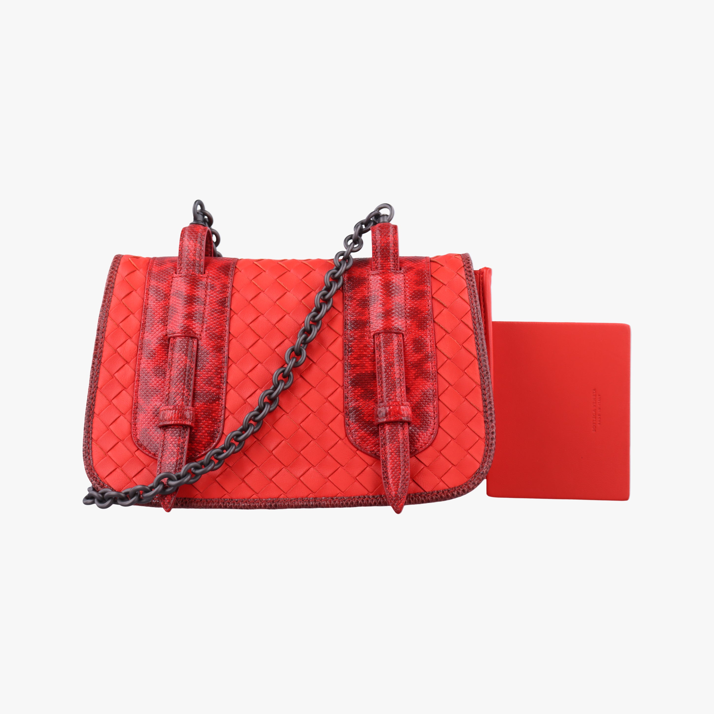 Pre-owned Bottega Veneta Intrecciato Red lambskin  shoulderbag | stylenewstar