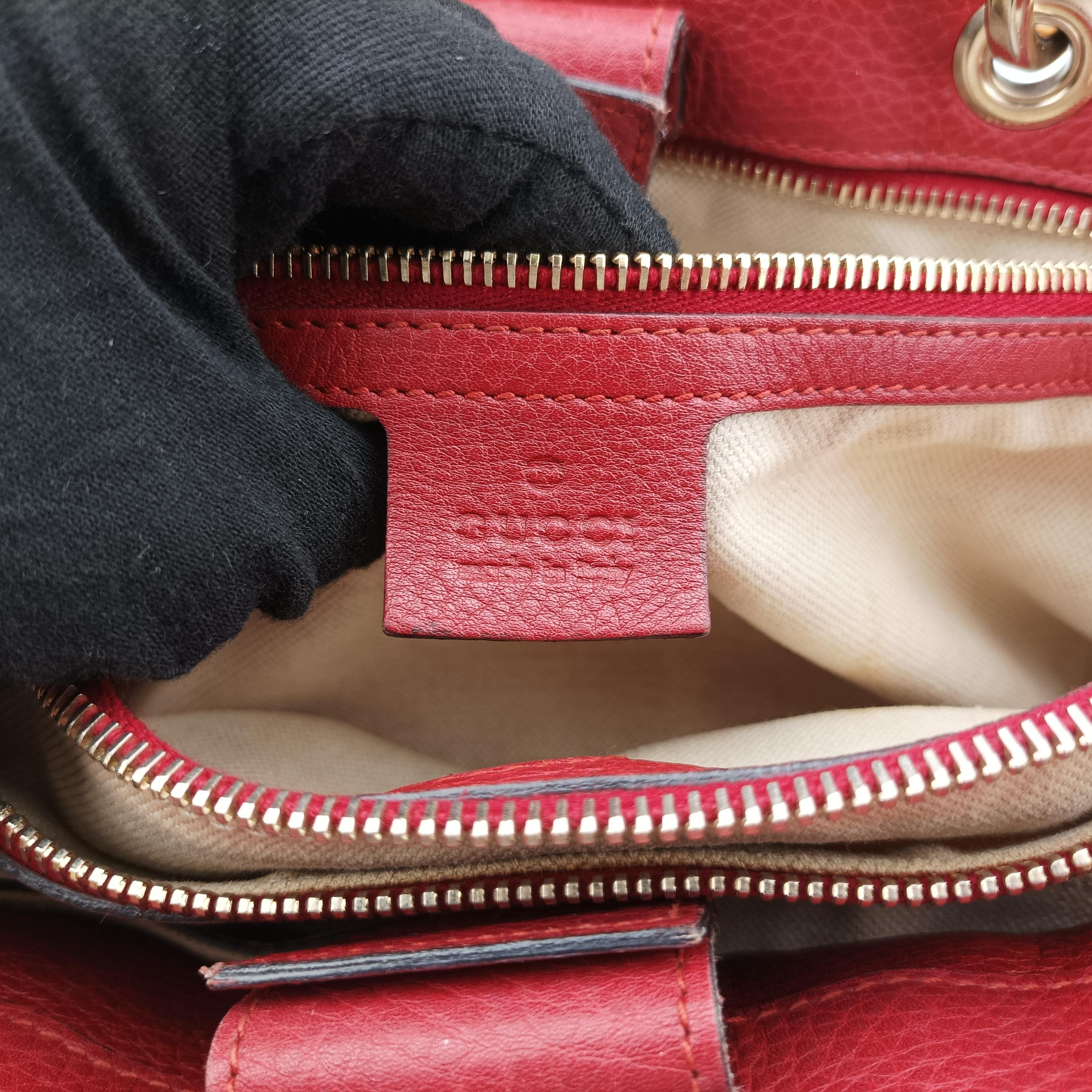 Pre-owned Gucci Bamboo Shopper Red Leather 323660 shoulderbag | stylenewstar