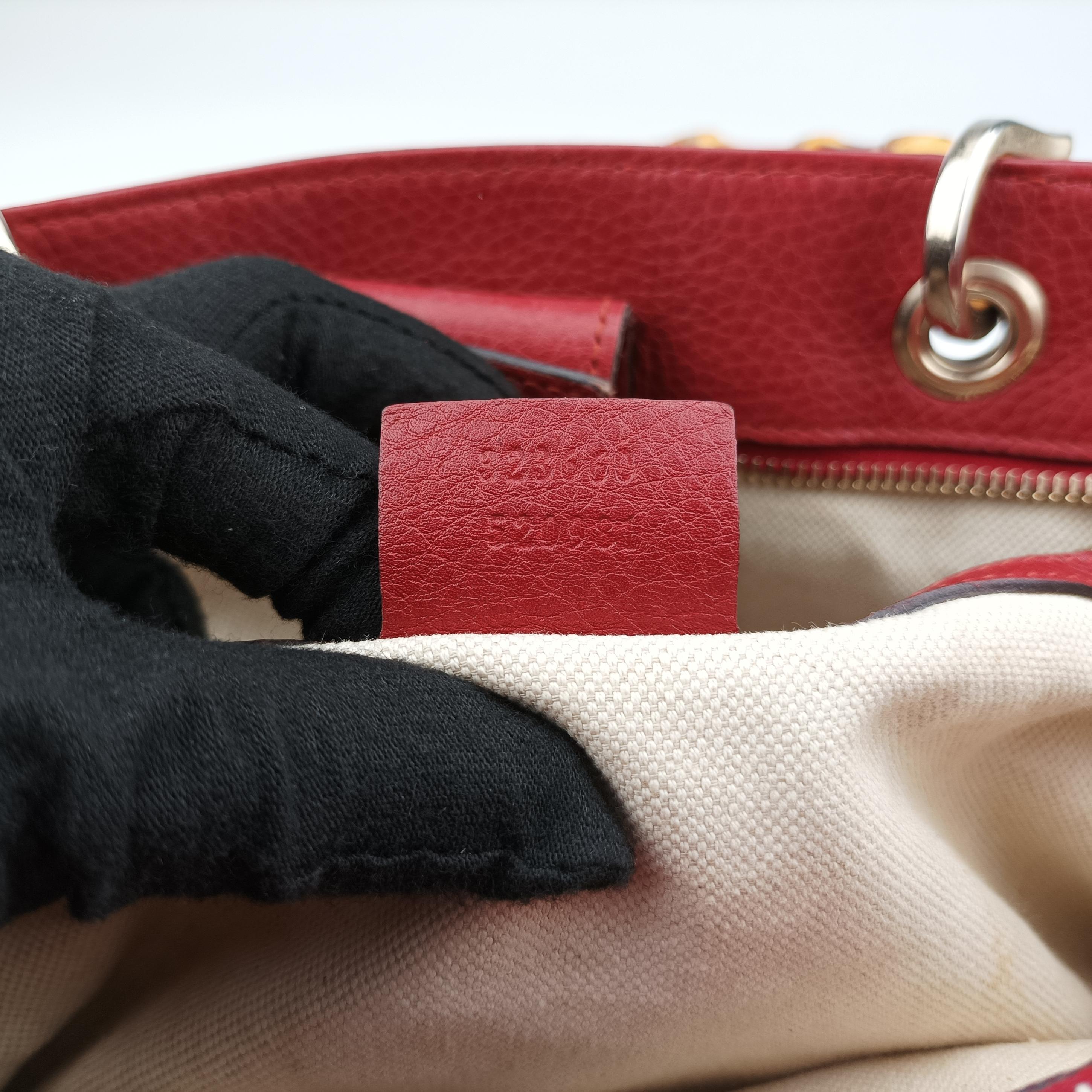 Pre-owned Gucci Bamboo Shopper Red Leather 323660 shoulderbag | stylenewstar
