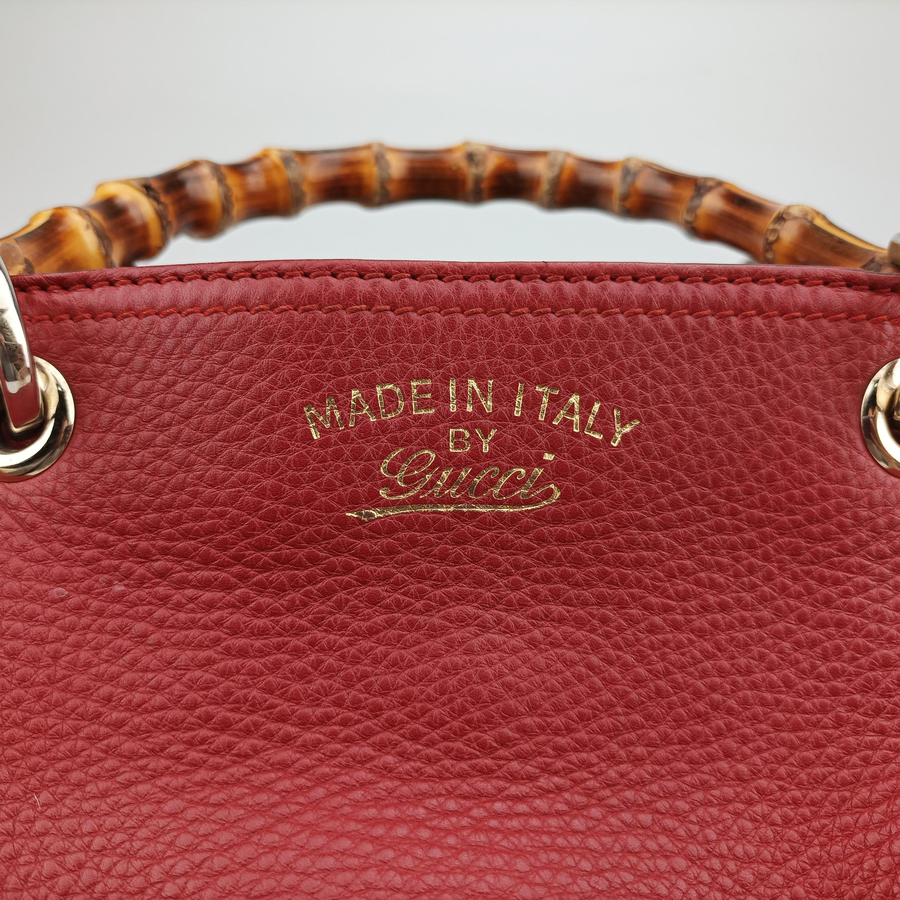 Pre-owned Gucci Bamboo Shopper Red Leather 323660 shoulderbag | stylenewstar
