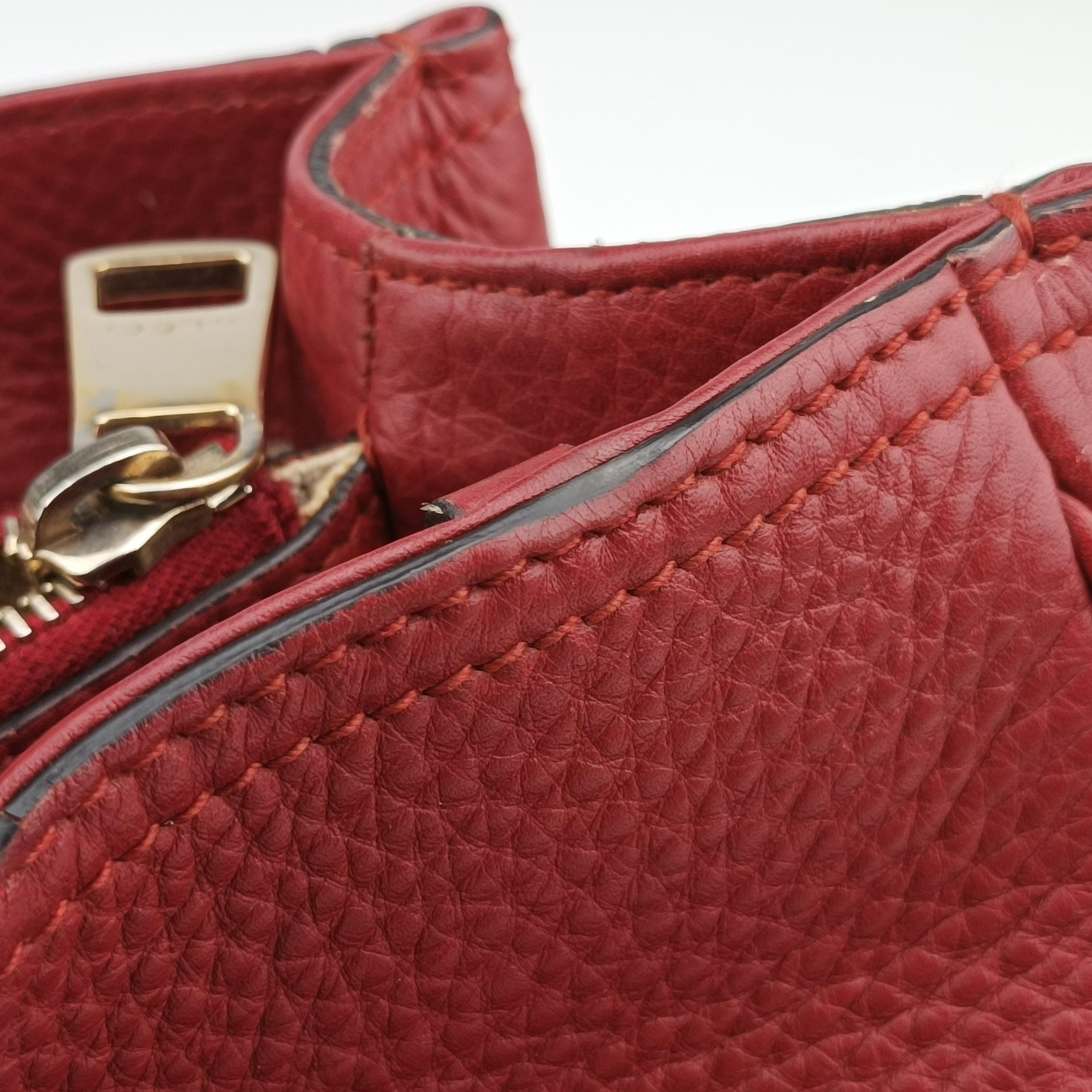 Pre-owned Gucci Bamboo Shopper Red Leather 323660 shoulderbag | stylenewstar