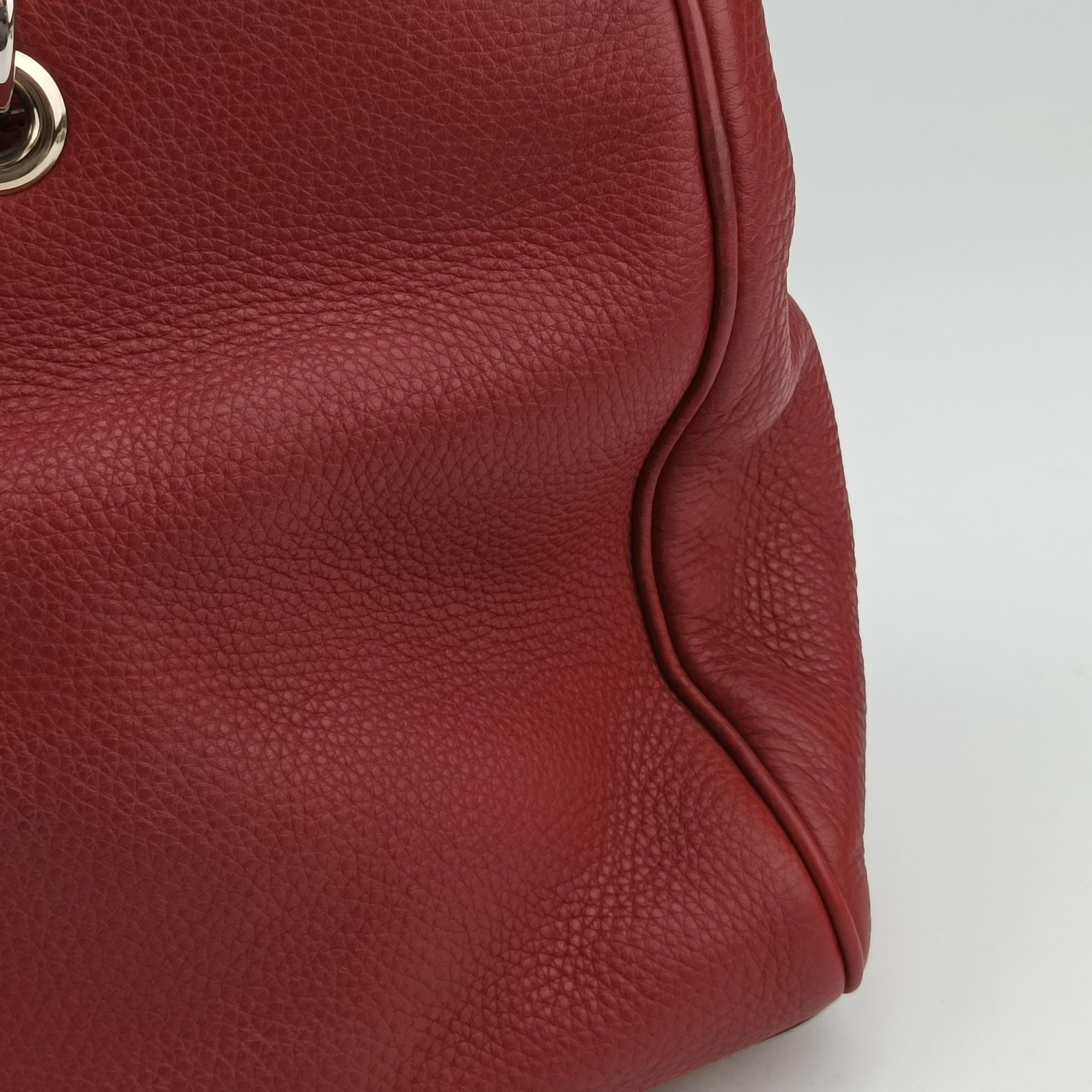 Pre-owned Gucci Bamboo Shopper Red Leather 323660 shoulderbag | stylenewstar