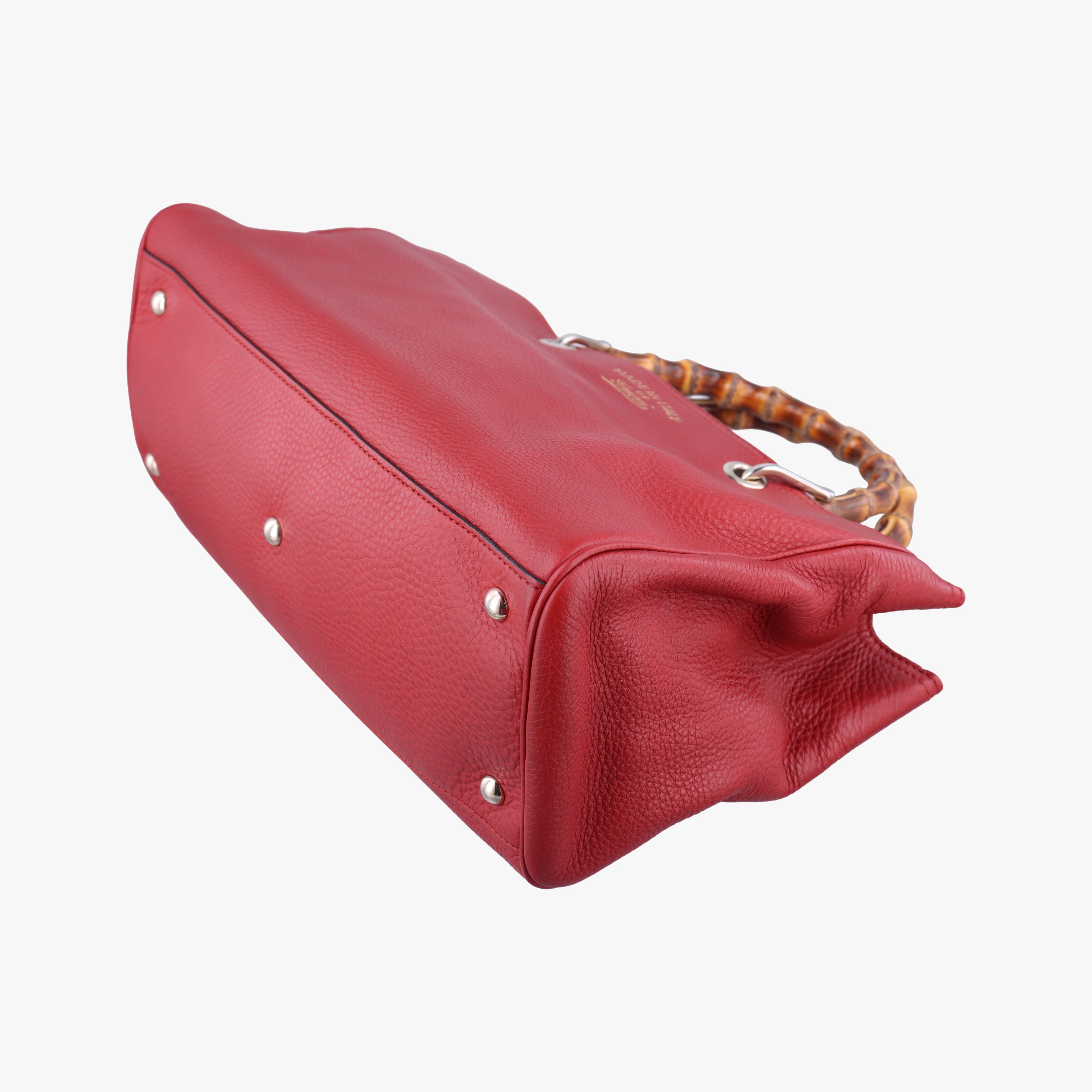 Pre-owned Gucci Bamboo Shopper Red Leather 323660 shoulderbag | stylenewstar