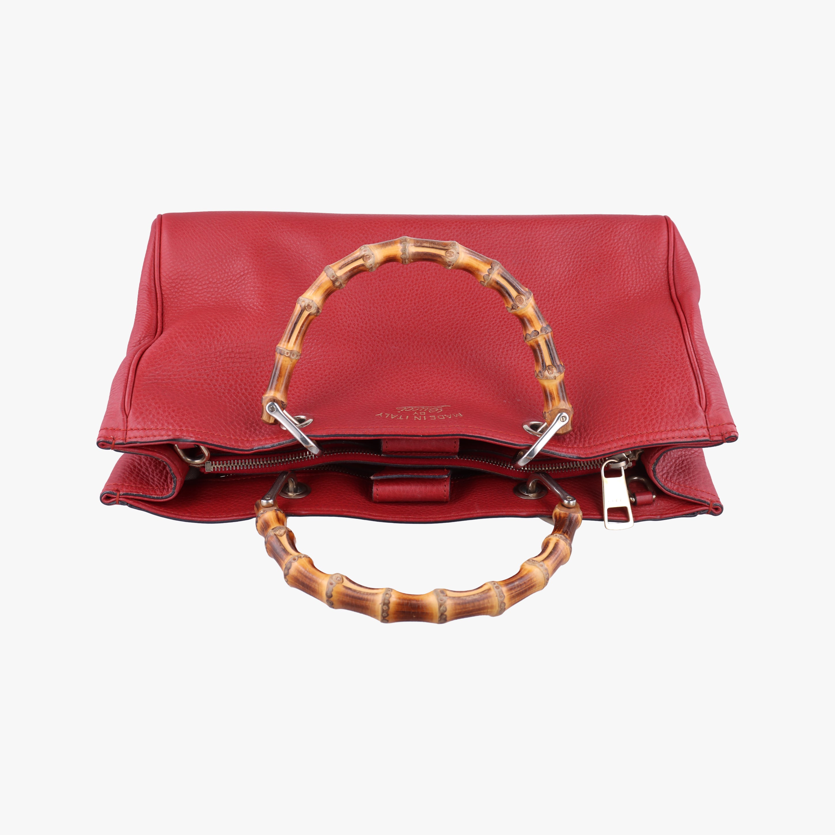 Pre-owned Gucci Bamboo Shopper Red Leather 323660 shoulderbag | stylenewstar