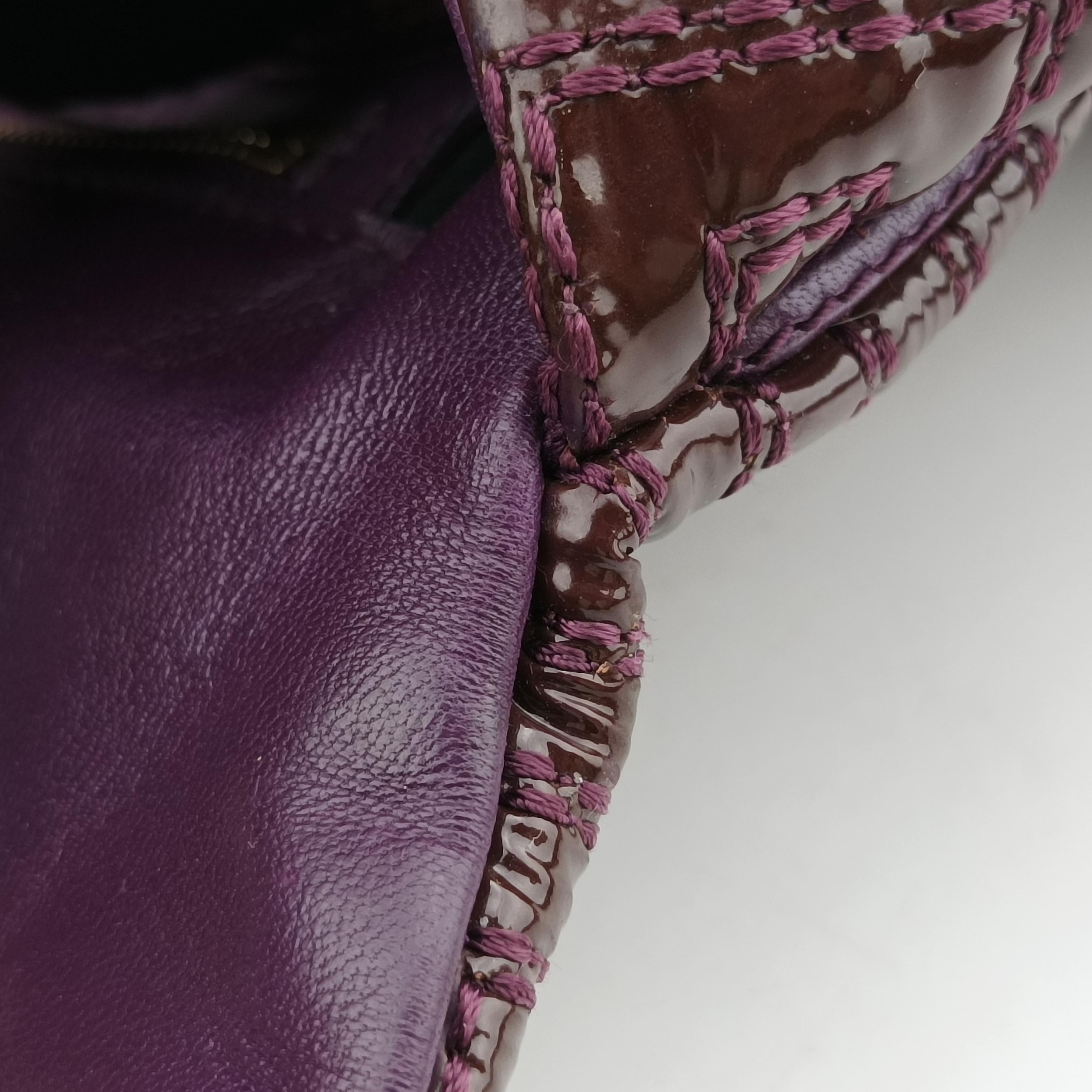 Pre-owned VERSACE COUTURE Purple patent  shoulderbag | stylenewstar