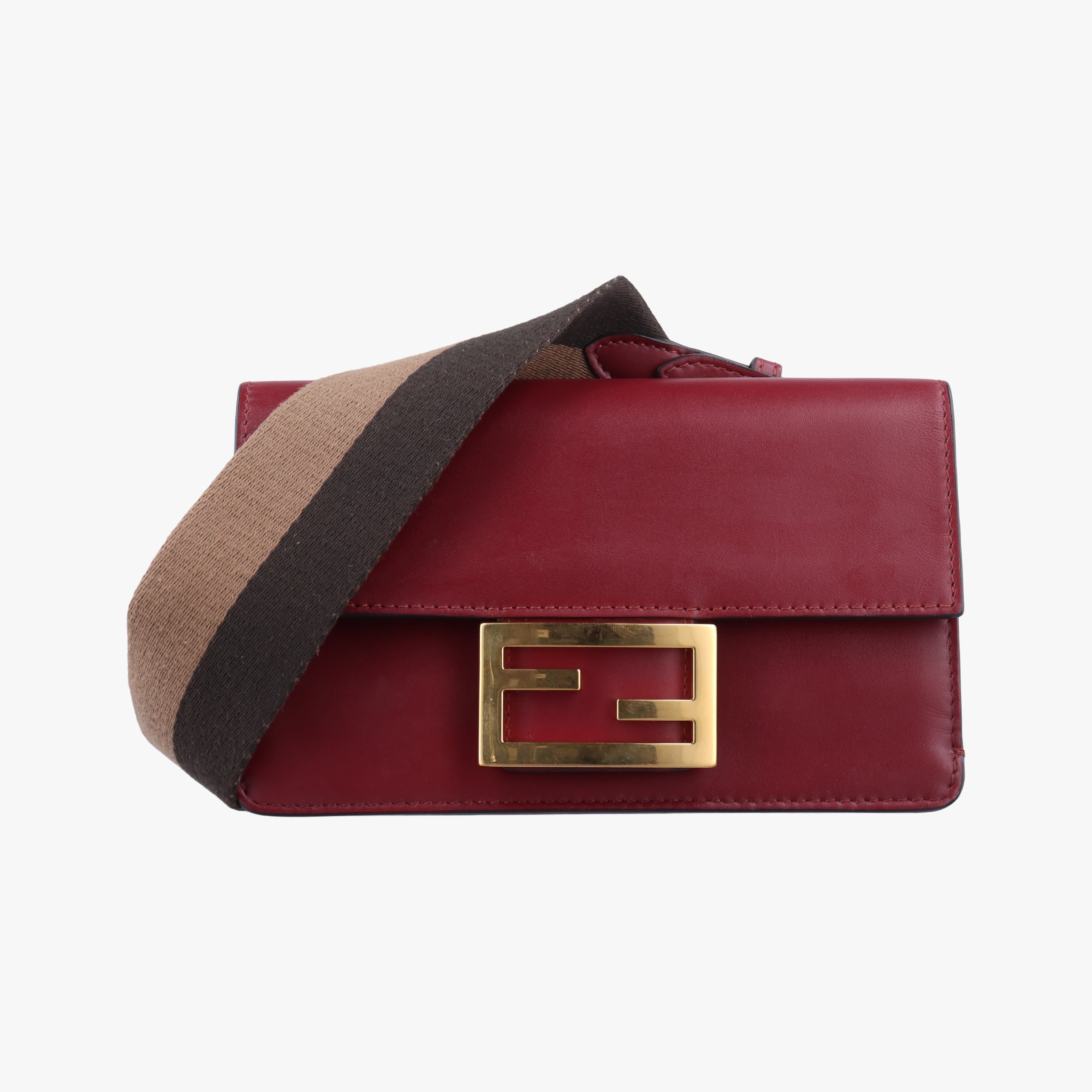 Pre-owned Fendi Baguette Mini Burgundy Leather 8BS039 shoulderbag | stylenewstar