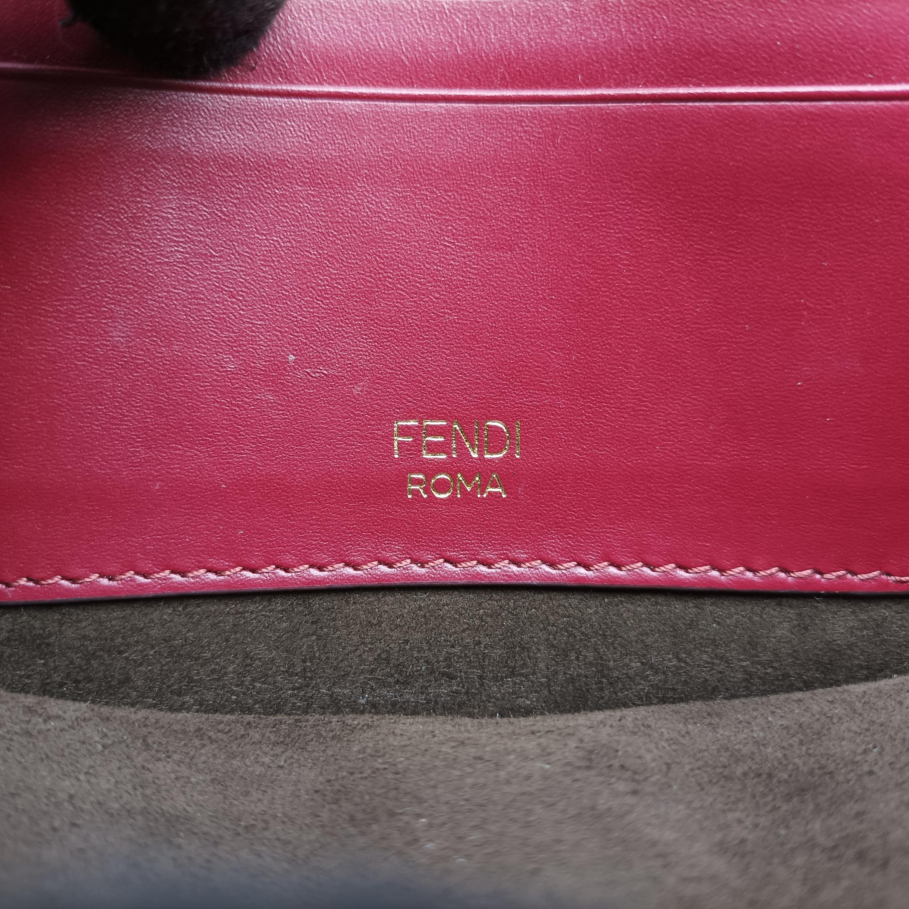 Pre-owned Fendi Baguette Mini Burgundy Leather 8BS039 shoulderbag | stylenewstar
