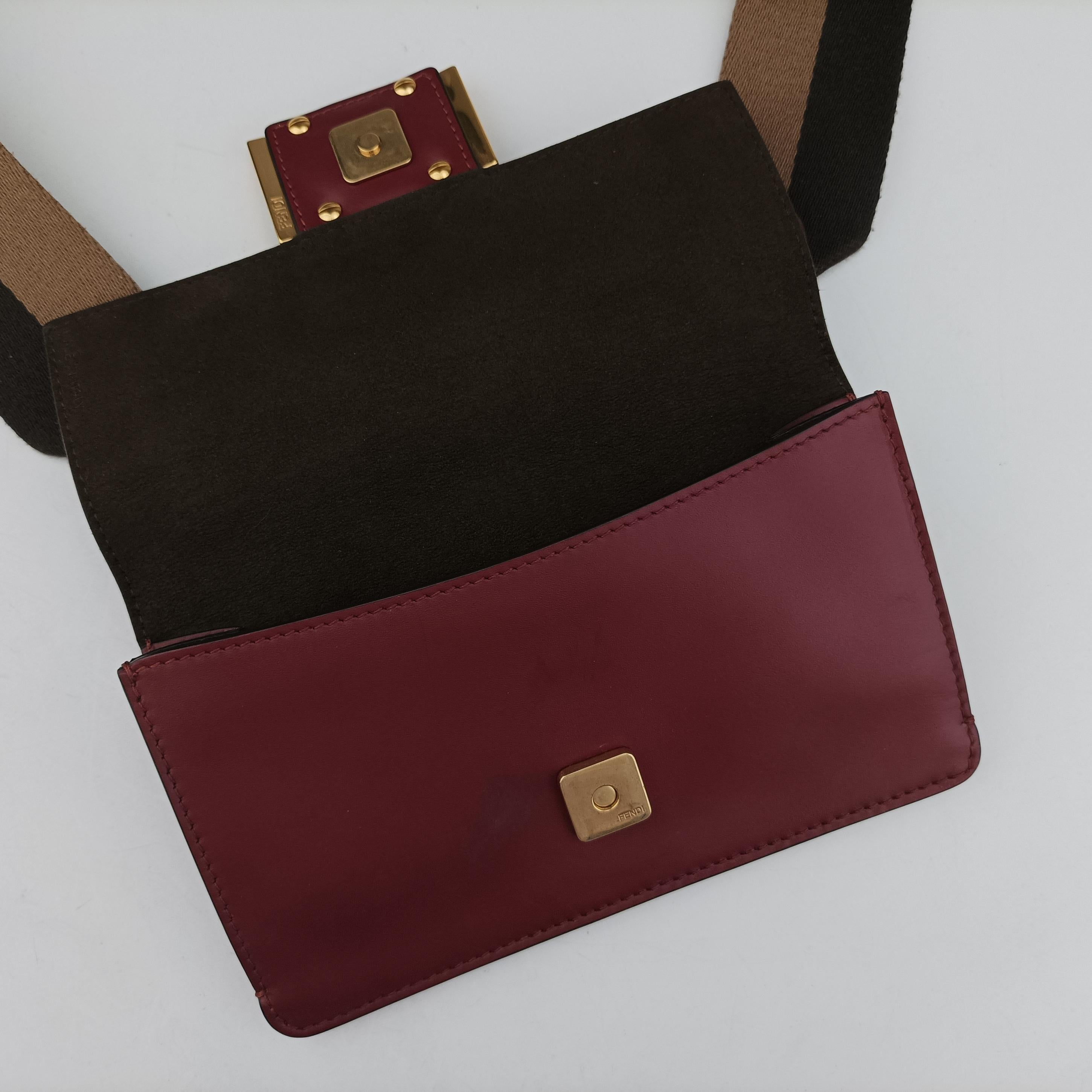 Pre-owned Fendi Baguette Mini Burgundy Leather 8BS039 shoulderbag | stylenewstar