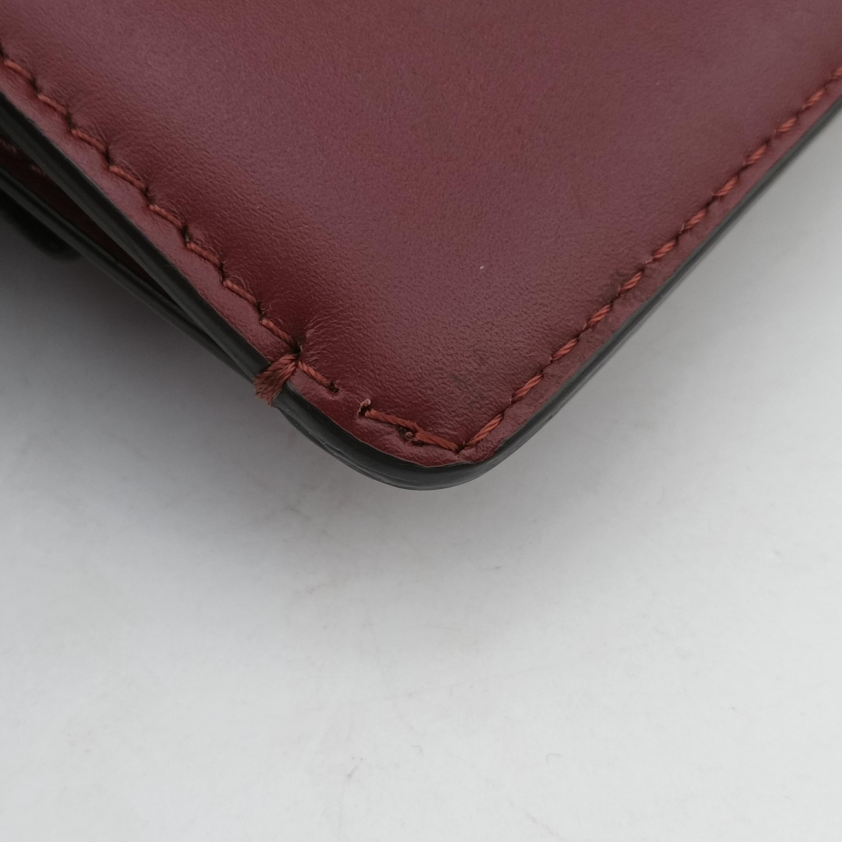Pre-owned Fendi Baguette Mini Burgundy Leather 8BS039 shoulderbag | stylenewstar