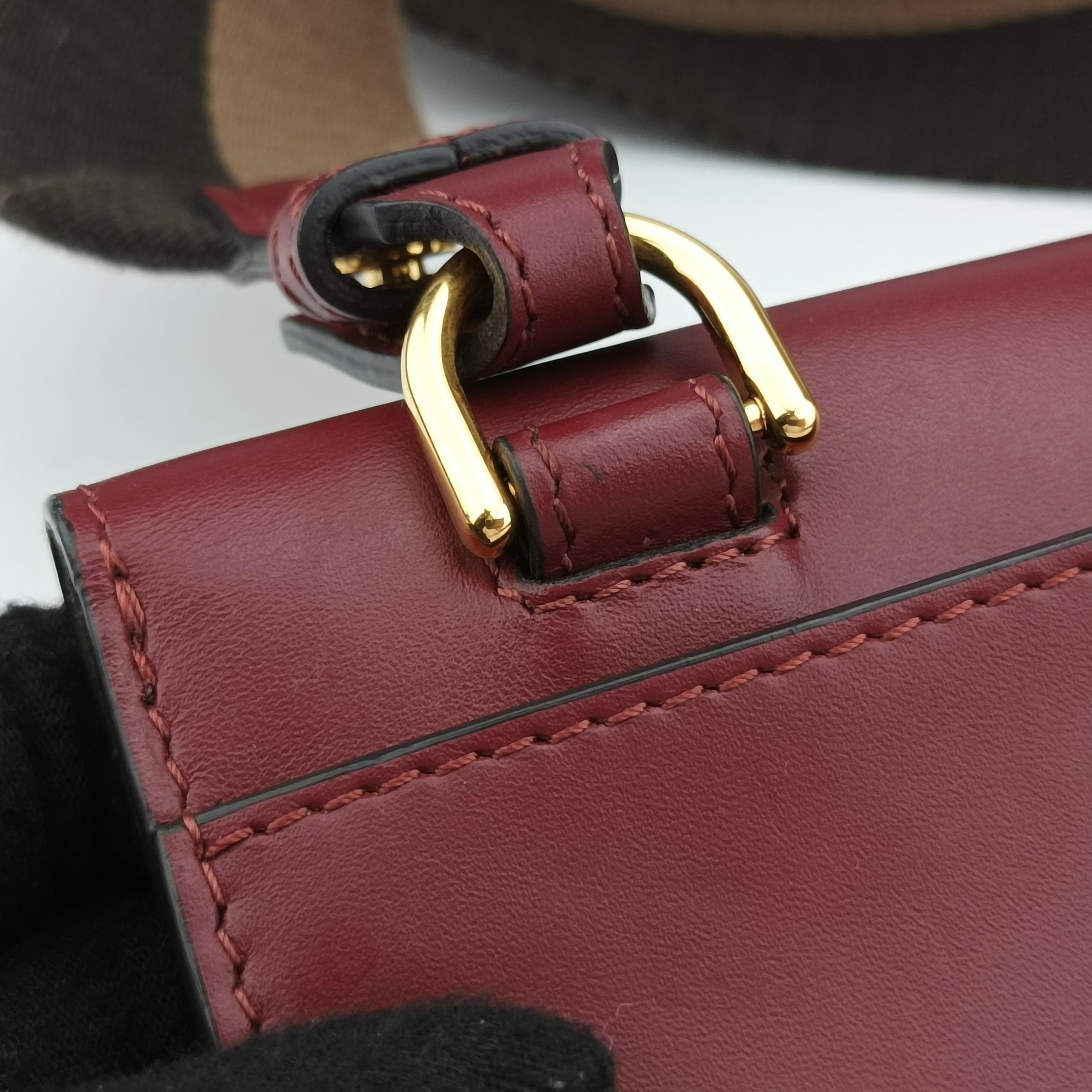 Pre-owned Fendi Baguette Mini Burgundy Leather 8BS039 shoulderbag | stylenewstar