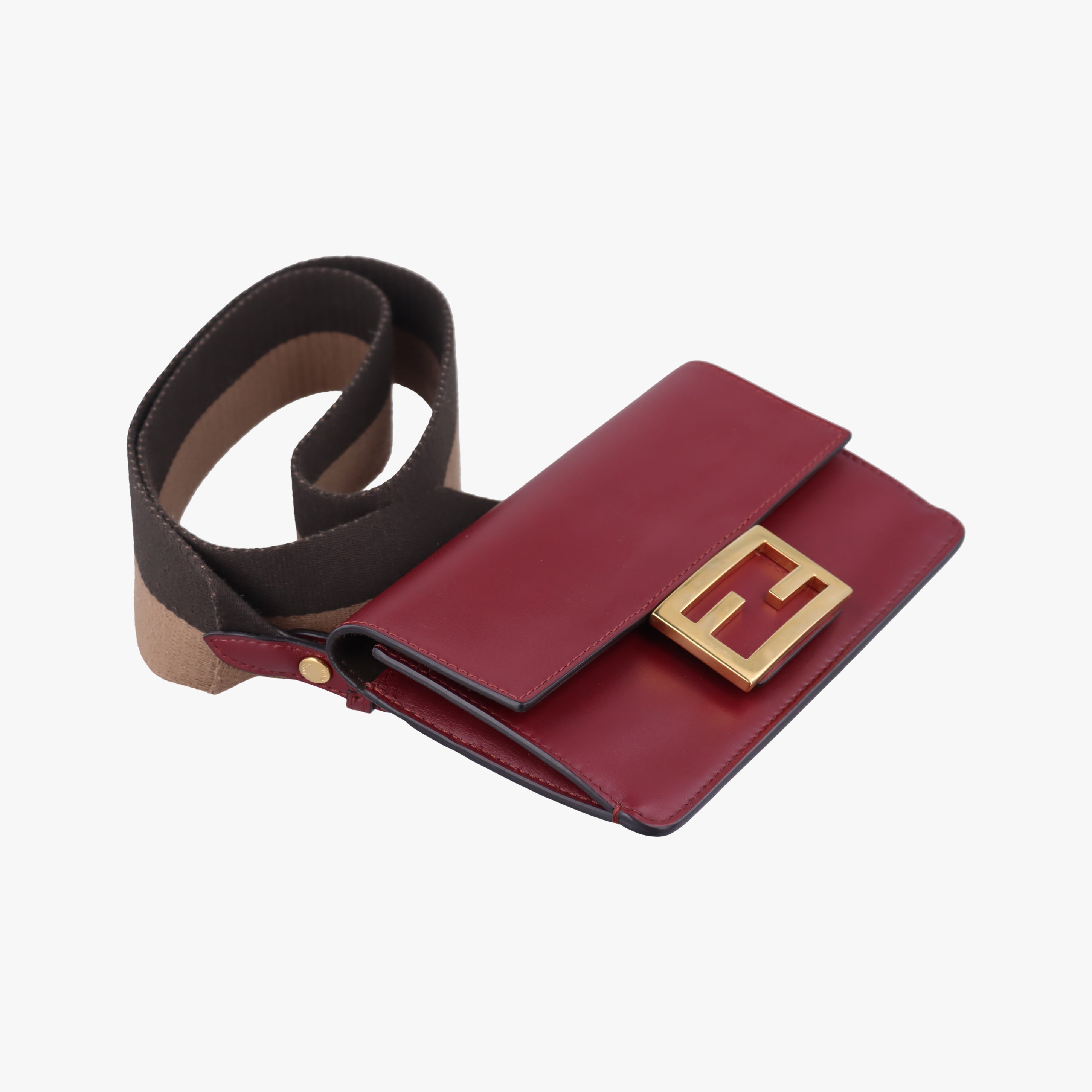Pre-owned Fendi Baguette Mini Burgundy Leather 8BS039 shoulderbag | stylenewstar