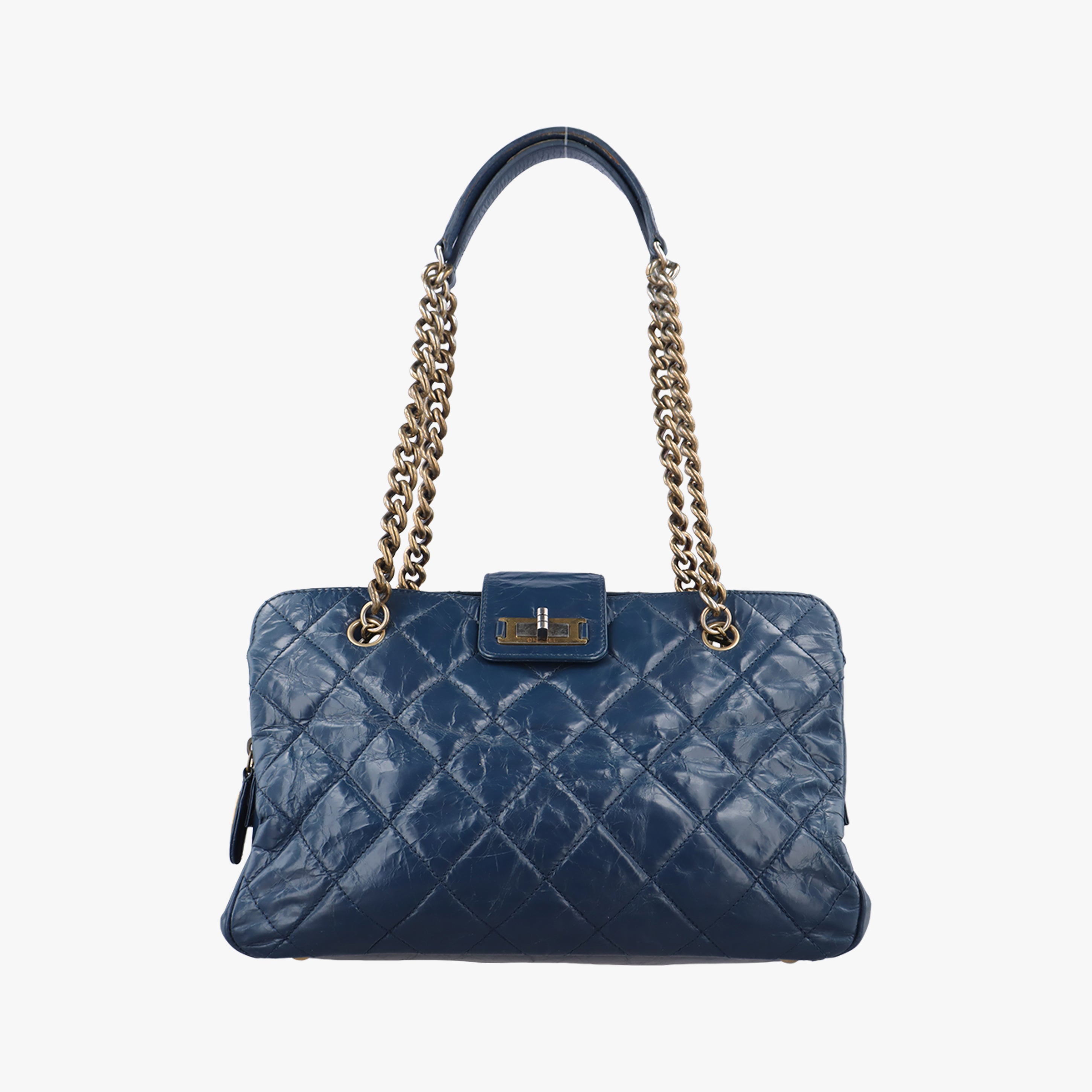 Pre-owned Chanel 2.55 Matelasse Navy Leather A66817 shoulderbag | stylenewstar
