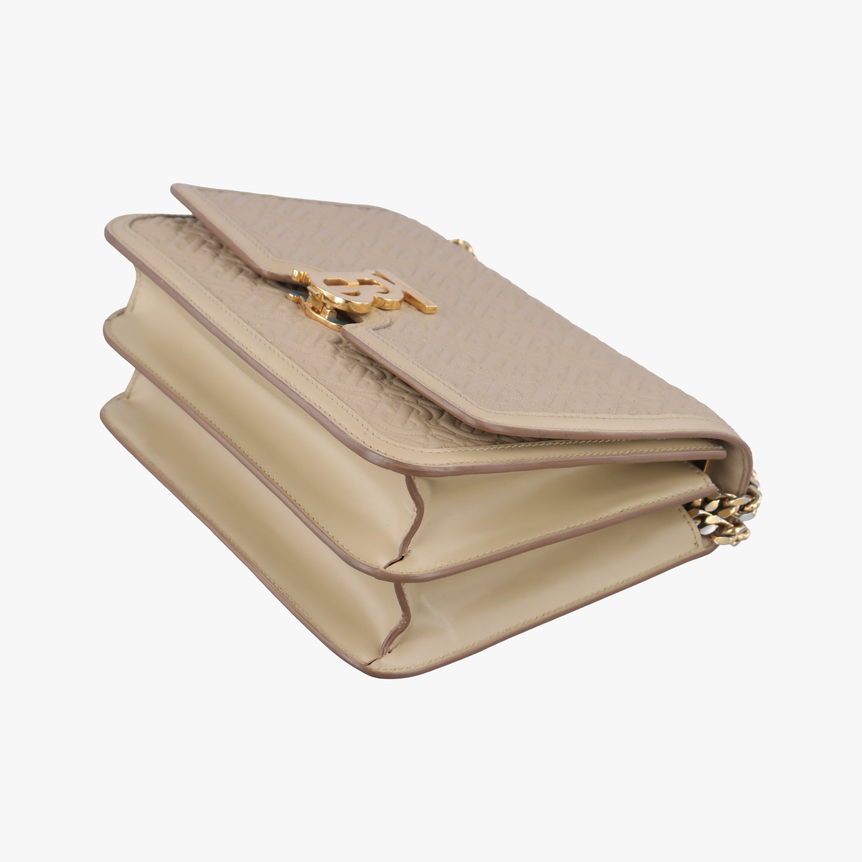 Pre-owned Burberry TB Chain beige Leather  shoulderbag | stylenewstar