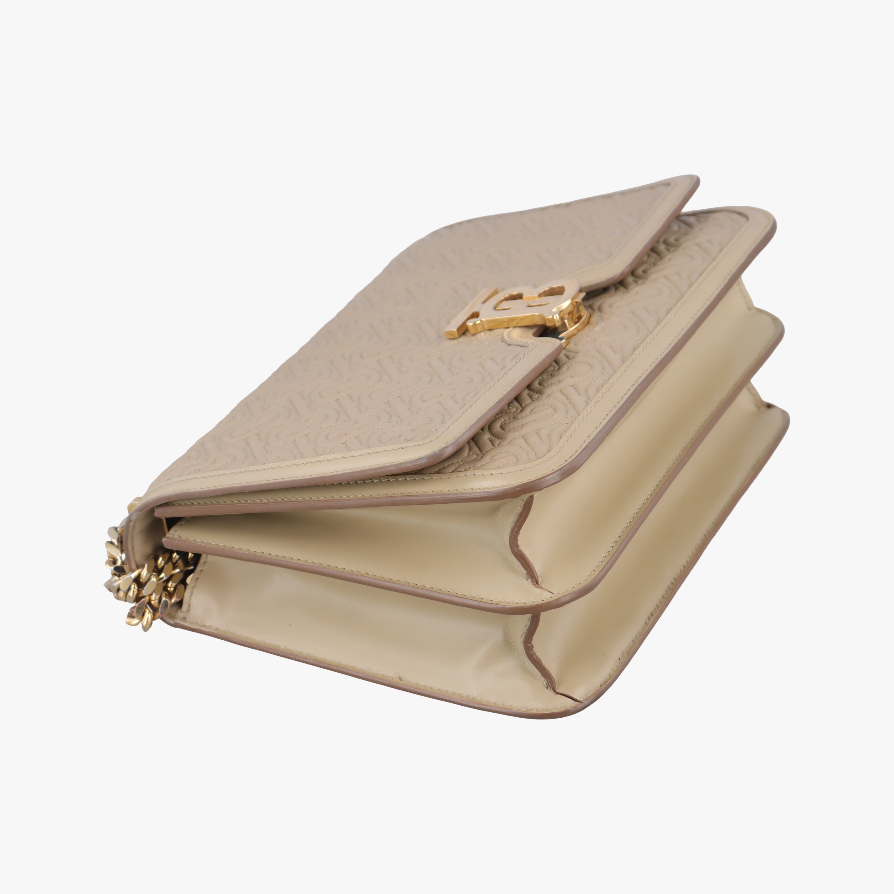Pre-owned Burberry TB Chain beige Leather  shoulderbag | stylenewstar