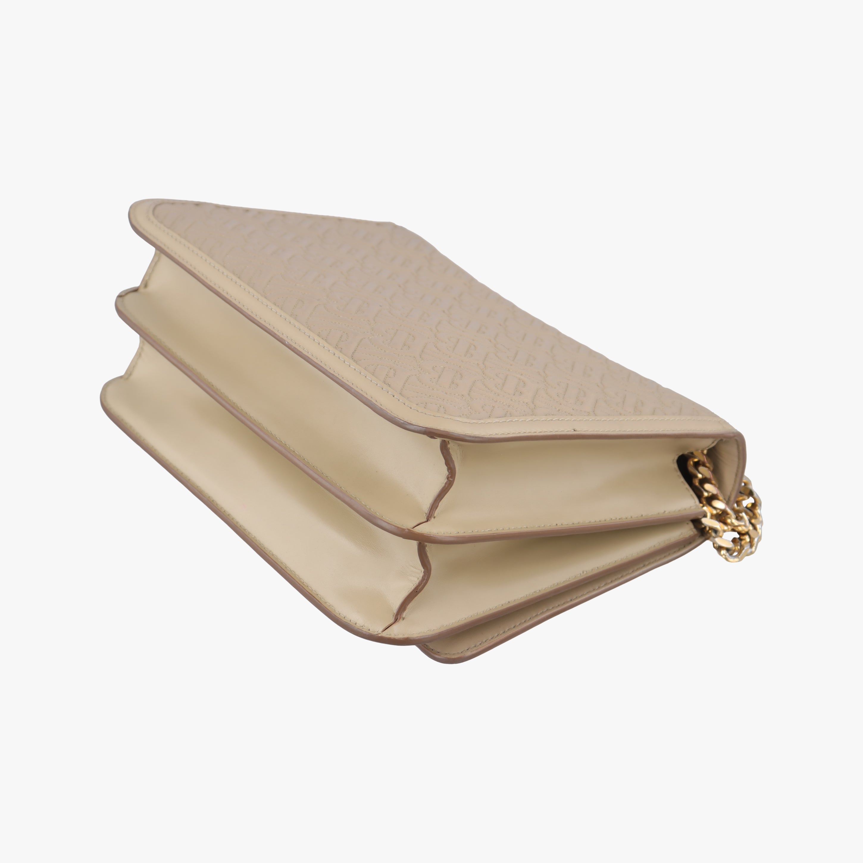 Pre-owned Burberry TB Chain beige Leather  shoulderbag | stylenewstar