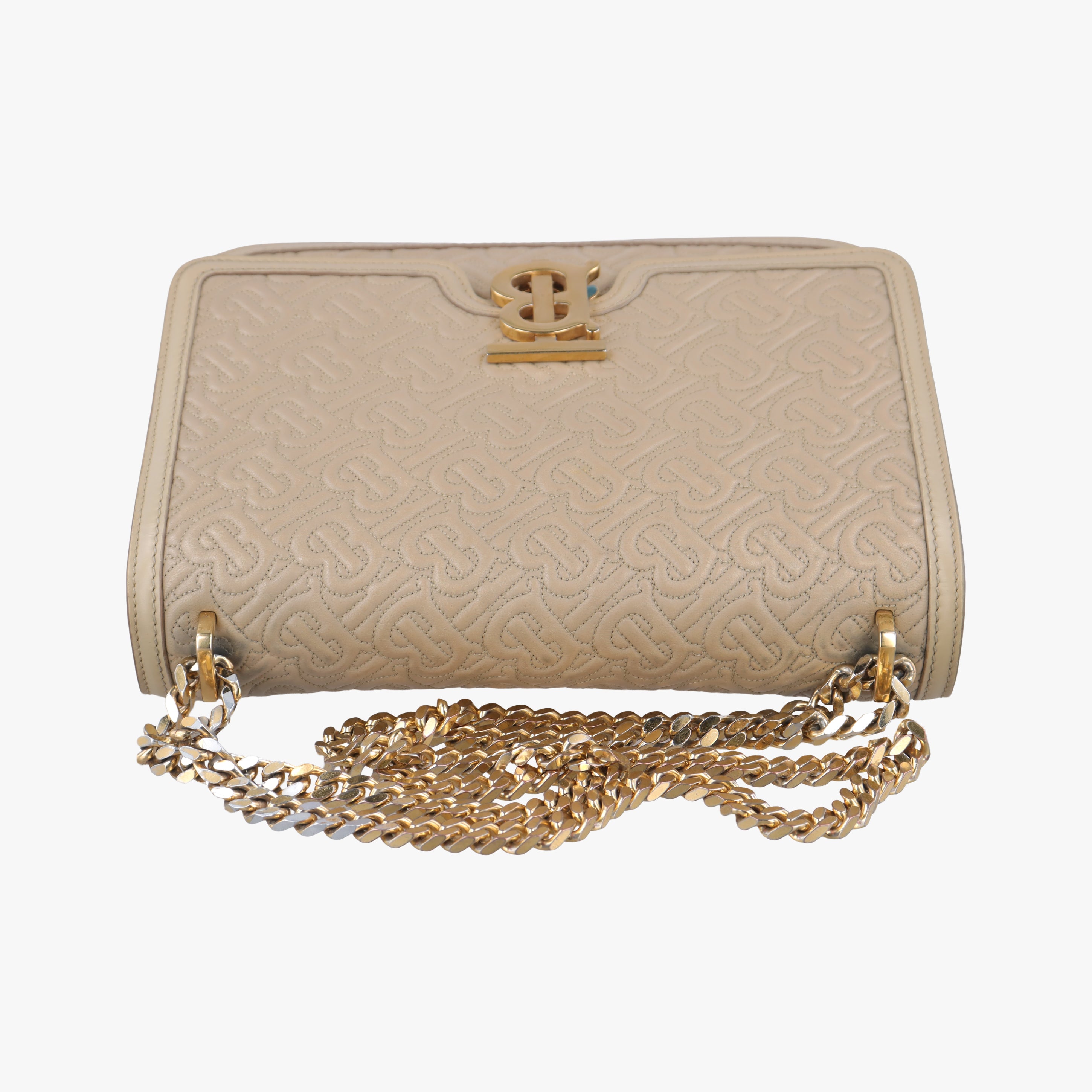 Pre-owned Burberry TB Chain beige Leather  shoulderbag | stylenewstar