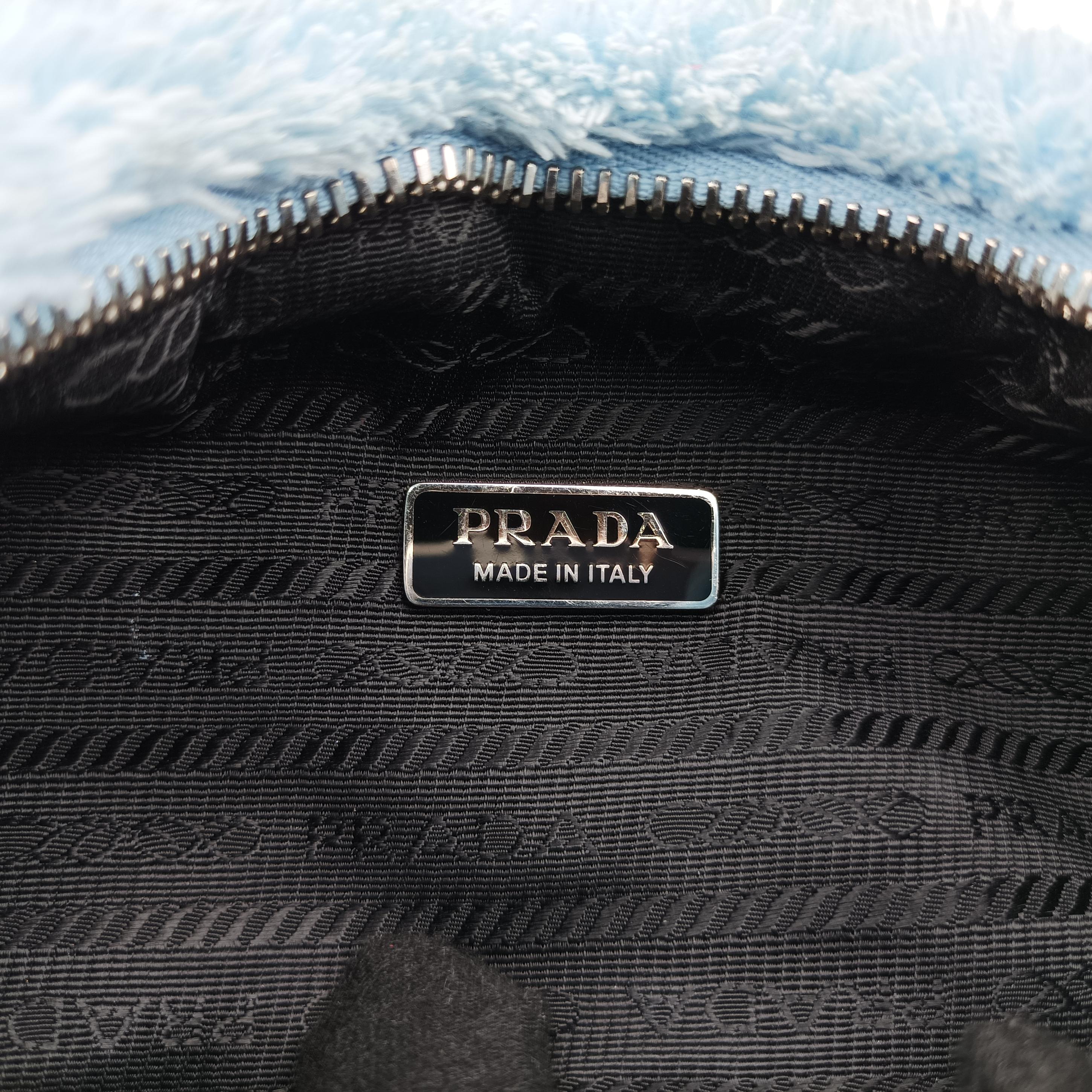 Vintage Prada Re-Edition2000 Blue Terry cloth 1NE515 handbag | stylenewstar