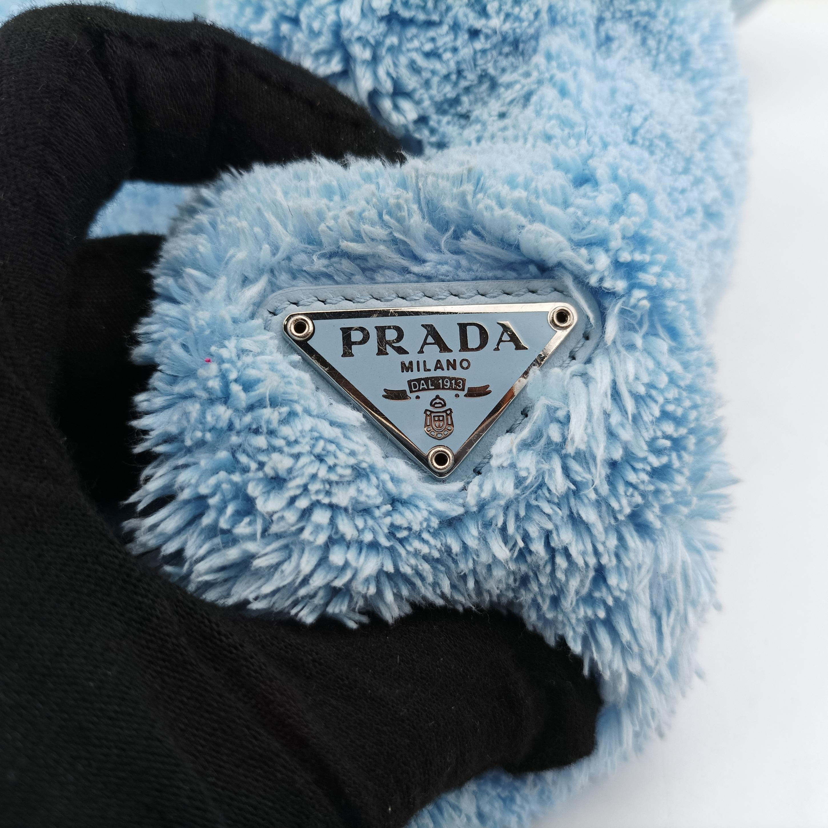 Vintage Prada Re-Edition2000 Blue Terry cloth 1NE515 handbag | stylenewstar