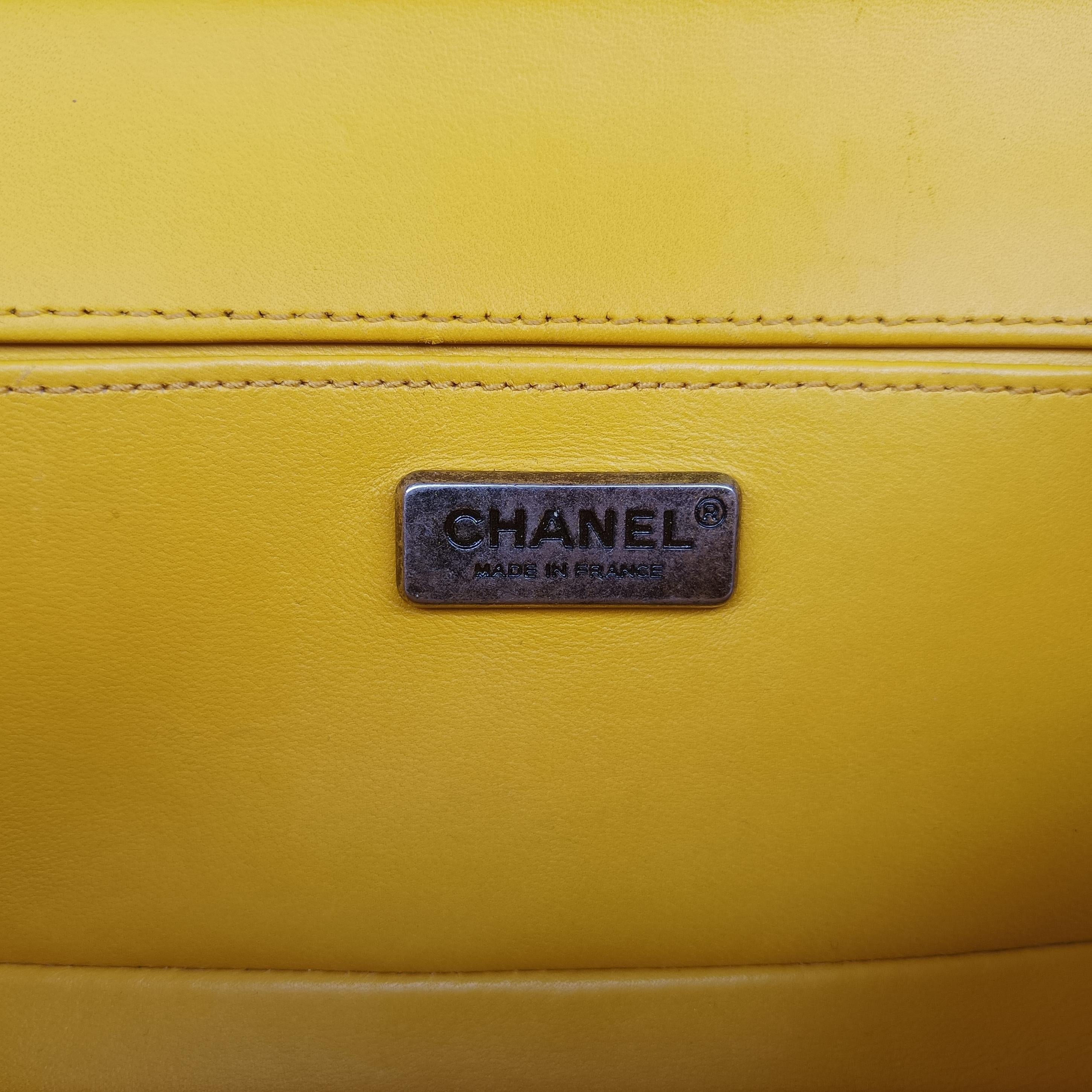 Pre-owned Chanel BOY CHANEL Yellow lambskin×Garrusha A67085 shoulderbag | stylenewstar