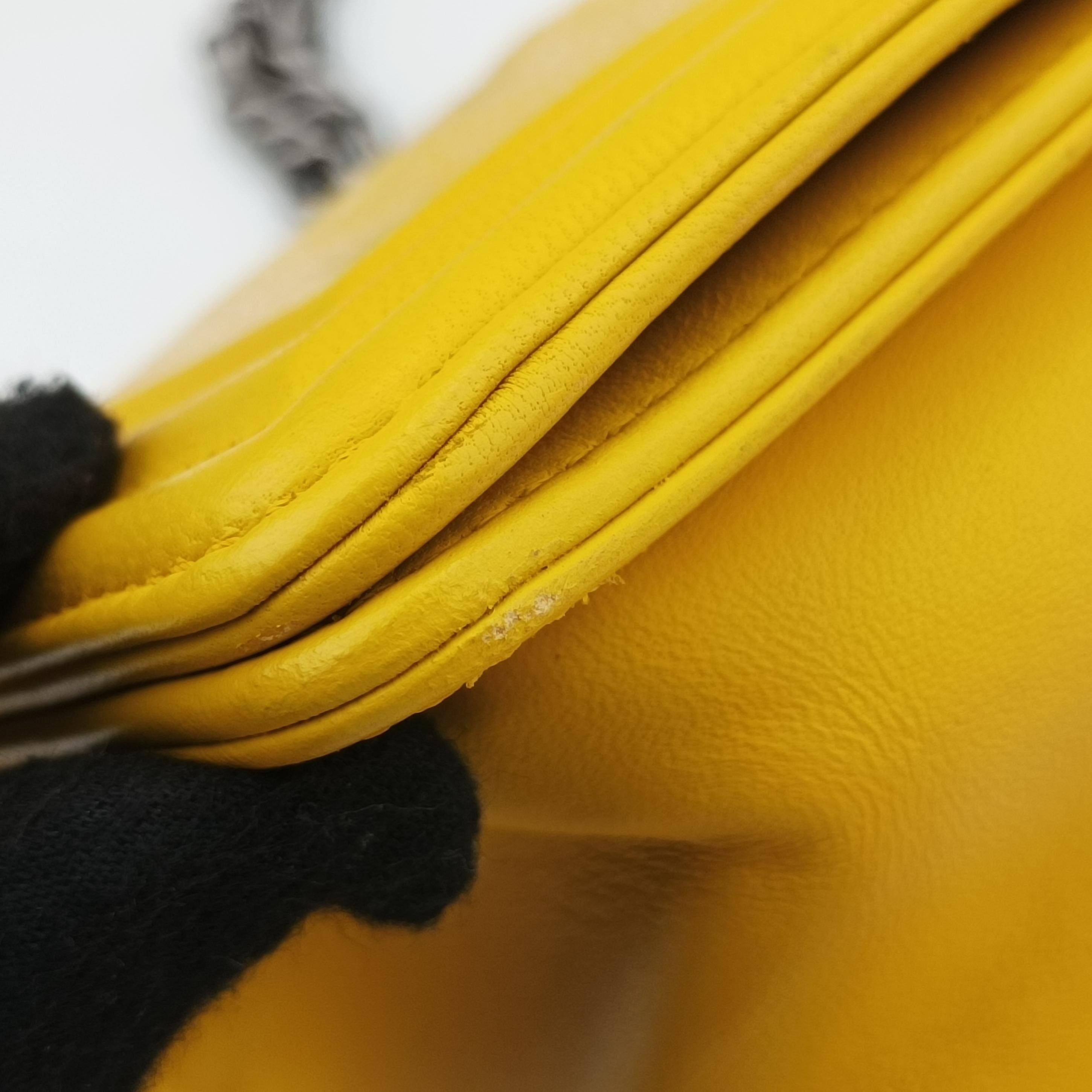 Pre-owned Chanel BOY CHANEL Yellow lambskin×Garrusha A67085 shoulderbag | stylenewstar