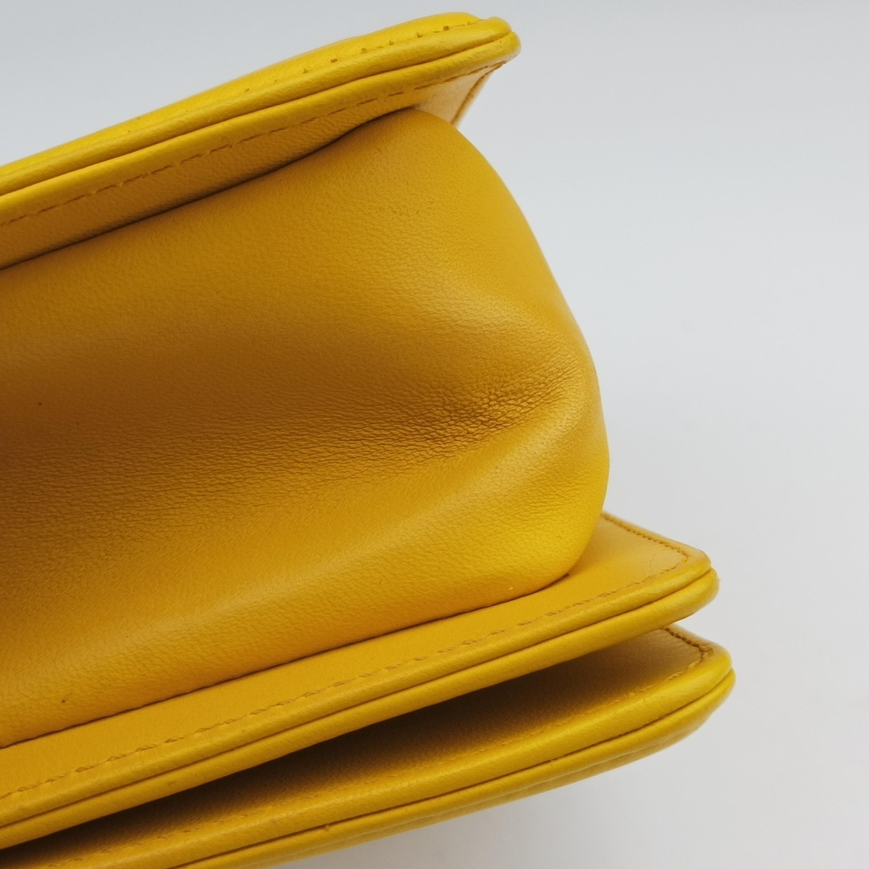 Pre-owned Chanel BOY CHANEL Yellow lambskin×Garrusha A67085 shoulderbag | stylenewstar