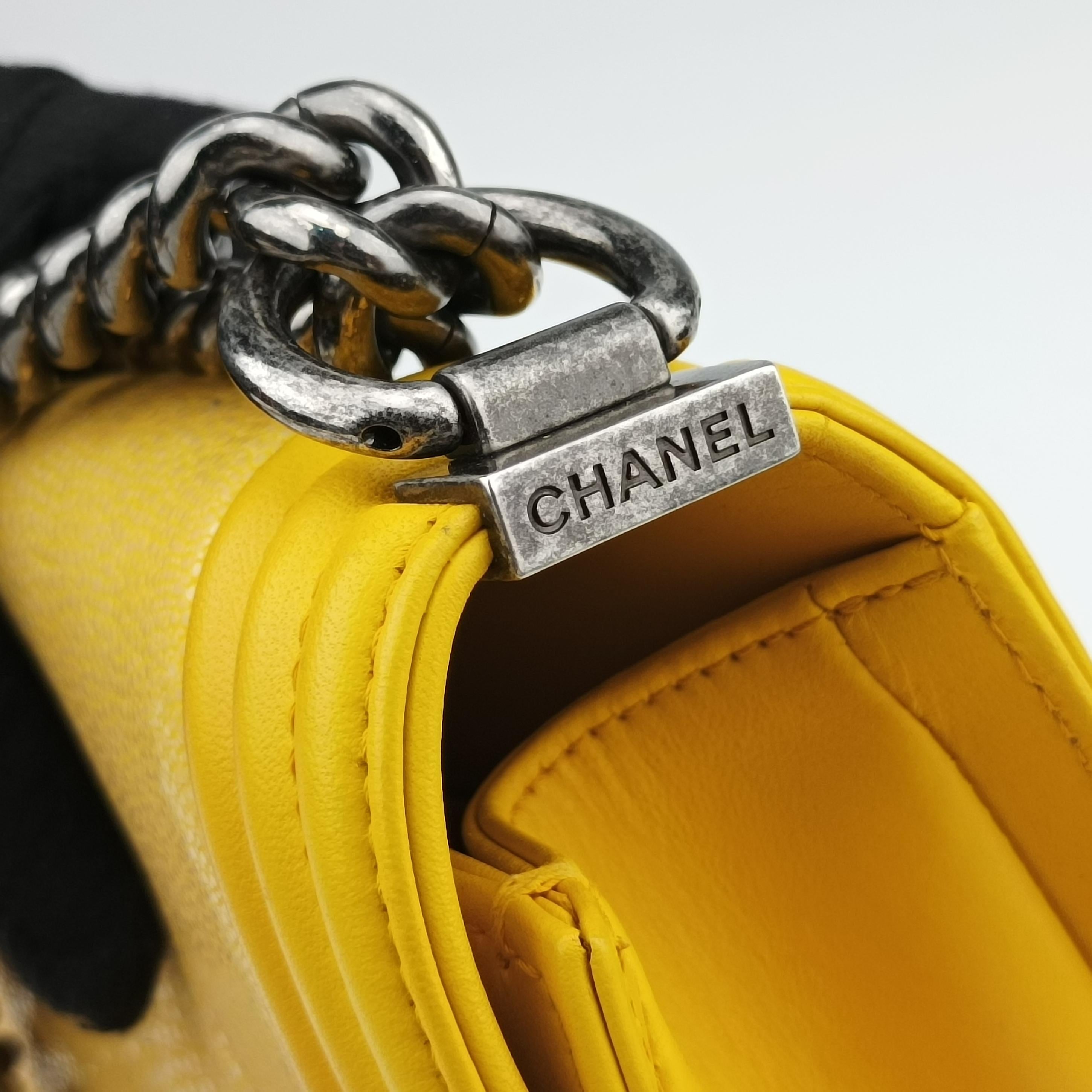 Pre-owned Chanel BOY CHANEL Yellow lambskin×Garrusha A67085 shoulderbag | stylenewstar