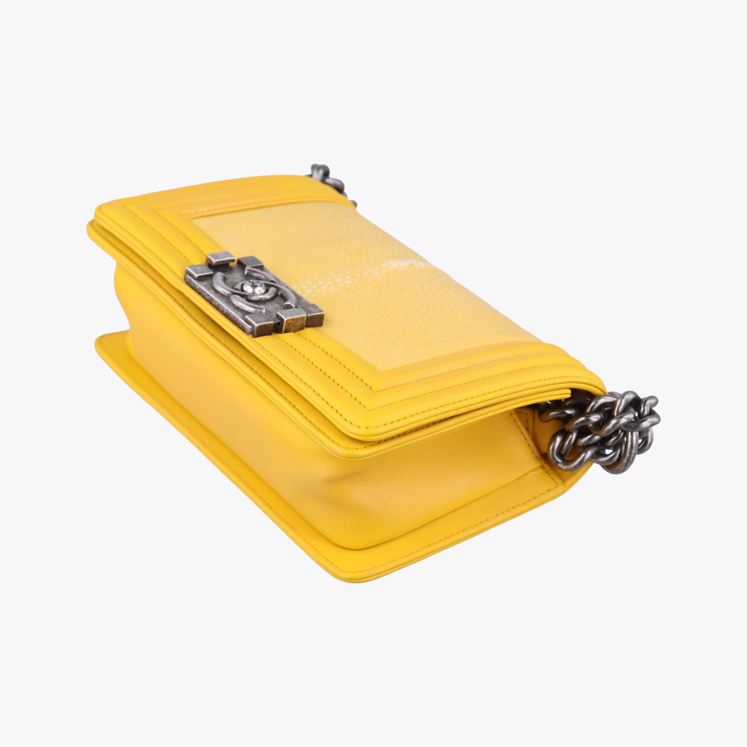 Pre-owned Chanel BOY CHANEL Yellow lambskin×Garrusha A67085 shoulderbag | stylenewstar